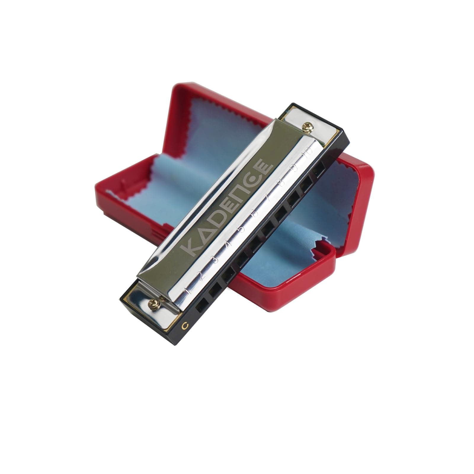 Kadence Diatonic Harmonica T104, With Learning course Key of C 10 Holes 20 tones Mouth Organ for Kids Adults and Beginners,with Hard Case (Silver)