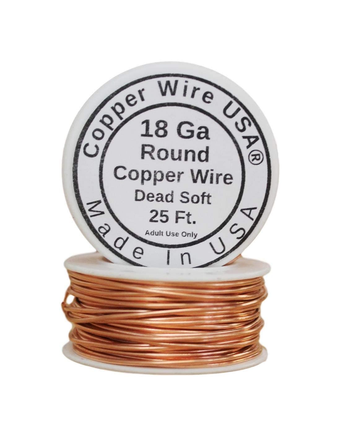 Bare Copper Wire,Dead Soft for Hobby,Craft, Jewelry Making (18 Ga - 25 Ft. Spool)
