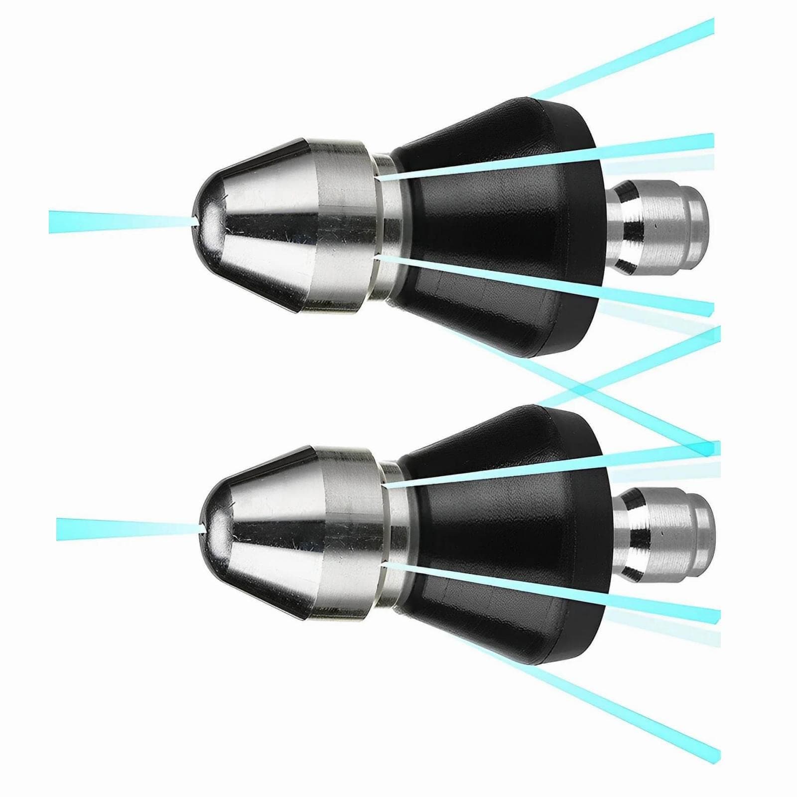 FULLIKES Sewer Cleaning Tool High-Pressure Nozzle, 2 Pack Sewer Jetter Kit for Pressure Washer, Stainless Steel, 1 Front Jet and 6 Rear Jets Sewer Jetter Nozzle with 1/4" Quick Connector, 5000Psi