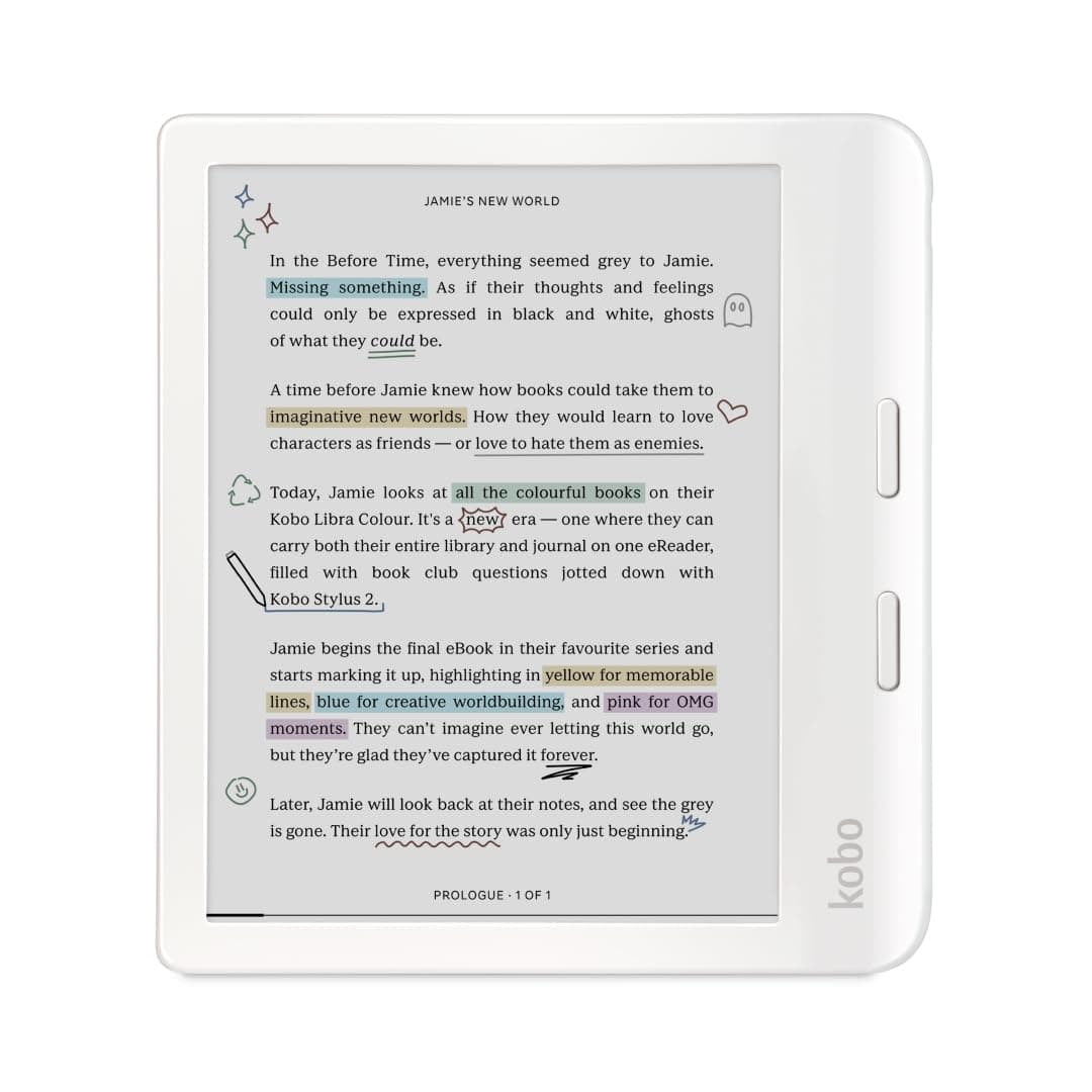 Libra Color | eReader | 17.8 cm (7") Color E Ink Kaleido™ 3 Anti-Glare Display | Dark Mode Option | Audiobooks | Waterproof | White