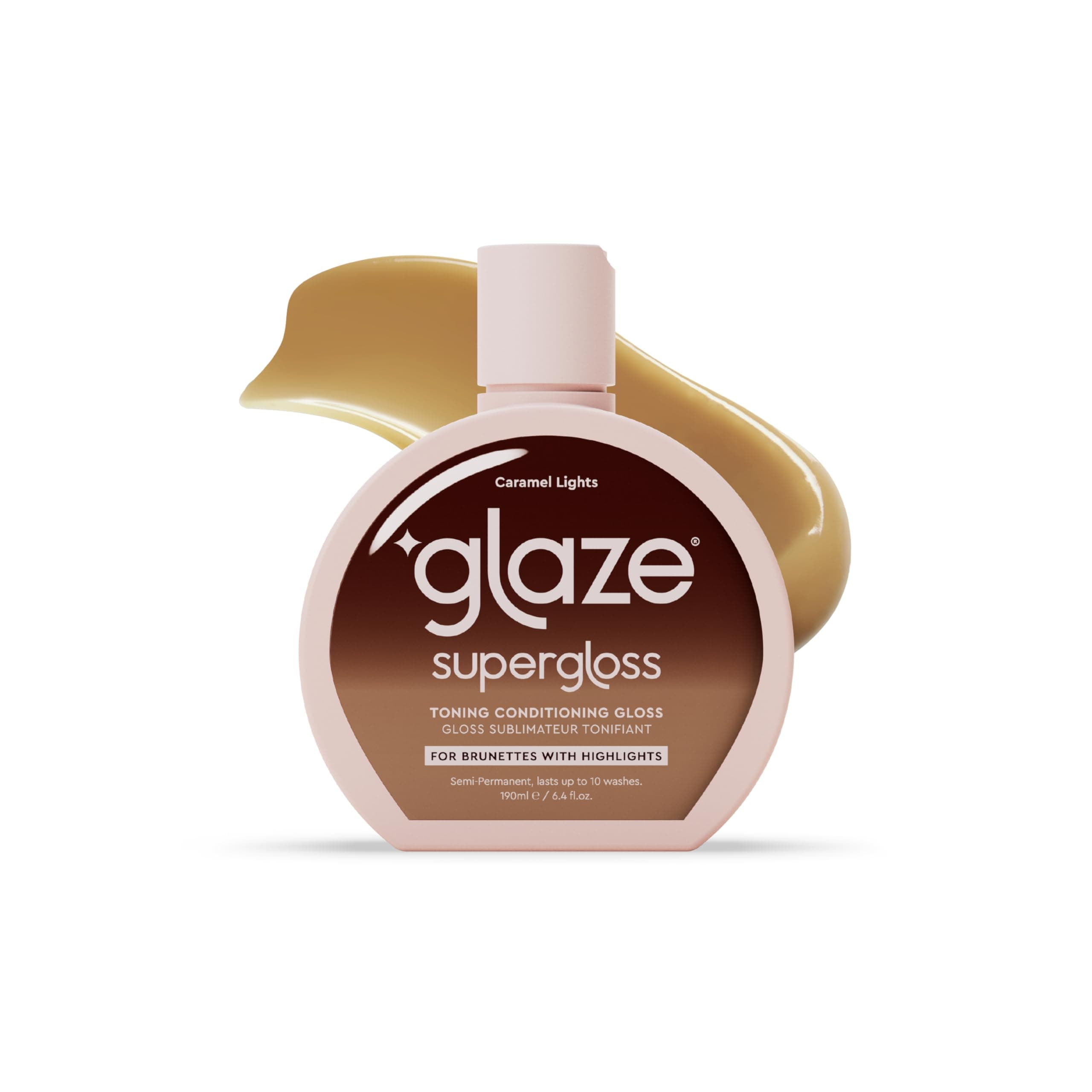 Glaze Supergloss Color Conditioning Gloss – Hydrating Semi-Permanent Color Hair Gloss & Shine Boost – Color Depositing Mask - Vegan, Cruelty-Free – 190ml - Caramel Lights - Warm Caramel Toner