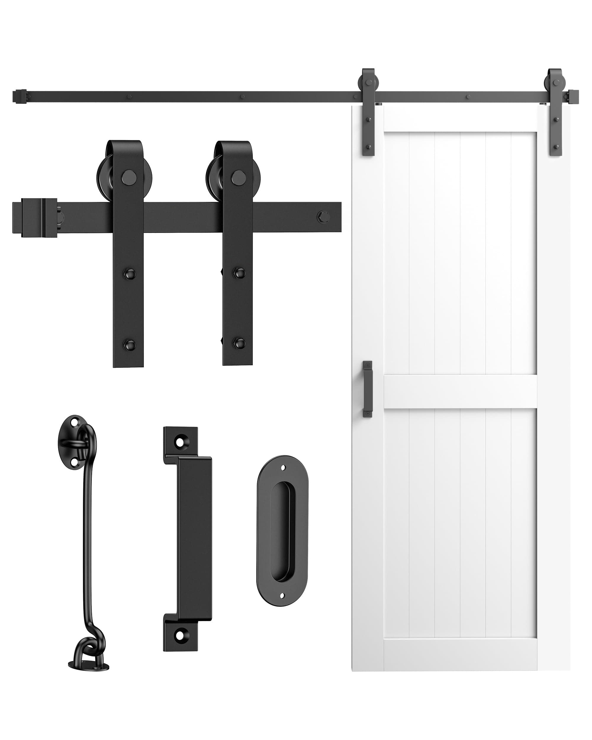 5FT/152cm Sliding Barn Door Hardware Track Kit, Flat Track System, Closet Rail, Sliding Door Track, J Shape Hanger