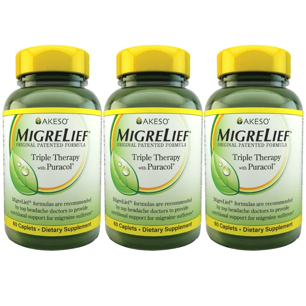 - MigreLief Original Formula Triple Therapy with Puracol, 60 Count (Pack of 3)