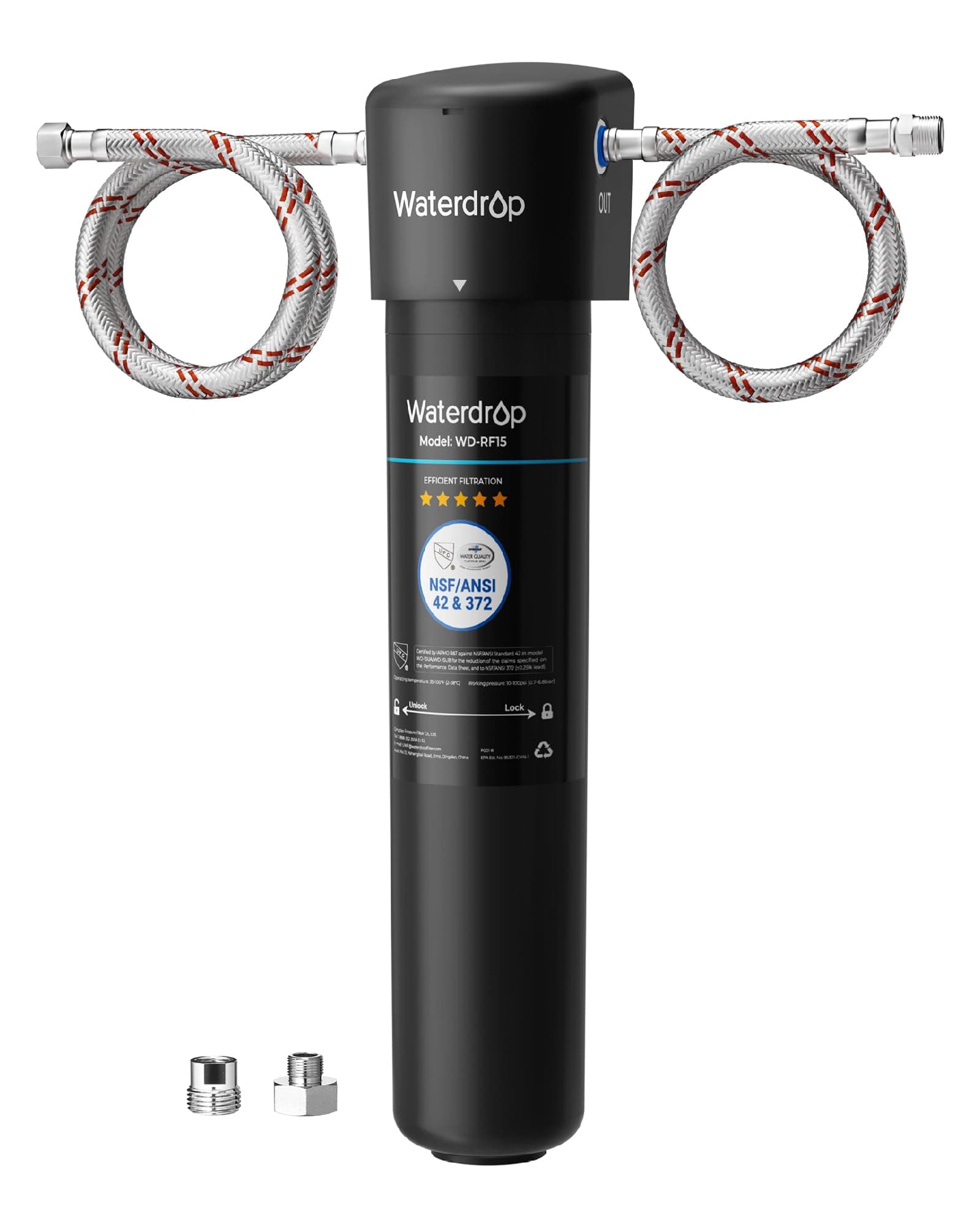 Waterdrop 15UA Under Sink Water Filter System, 2 Years, Reduces Lead, Chlorine, Bad Taste & Odor, Under Counter Water Filter Direct Connect to Kitchen Faucet, NSF/ANSI 42 Certified, USA Tech