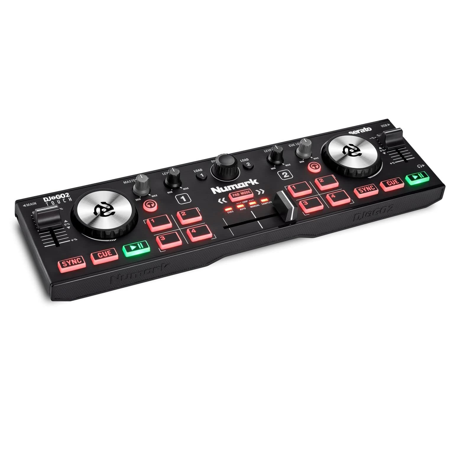DJ2GO2 Touch Compact DJ Controller with 2 Decks, Mixer, Audio Interface and Serato Lite