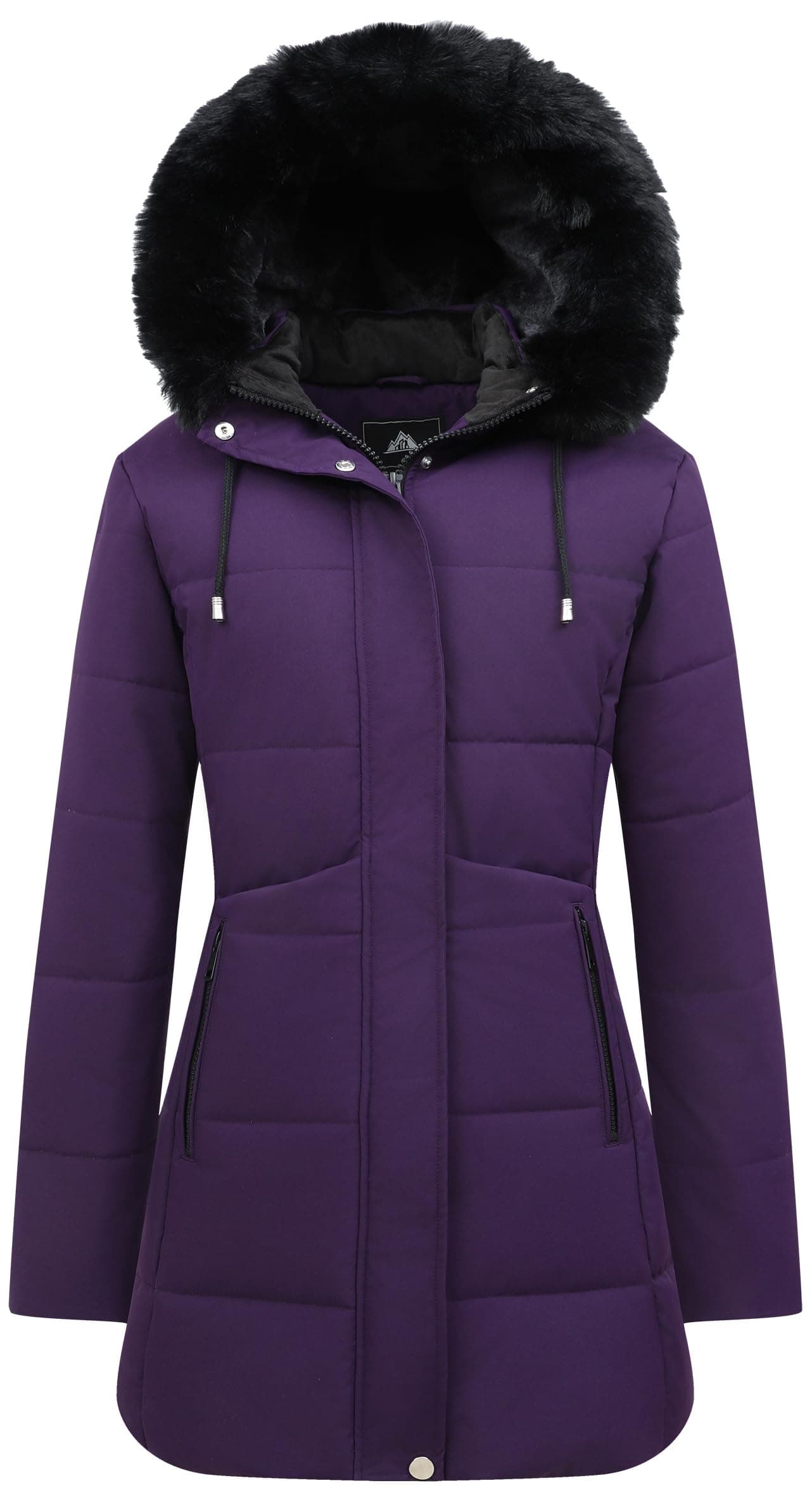 Women's Winter Puffer Coat Thicken Fleece Lined Down Jacket Waterproof Faux Fur Detachable Hooded Parka