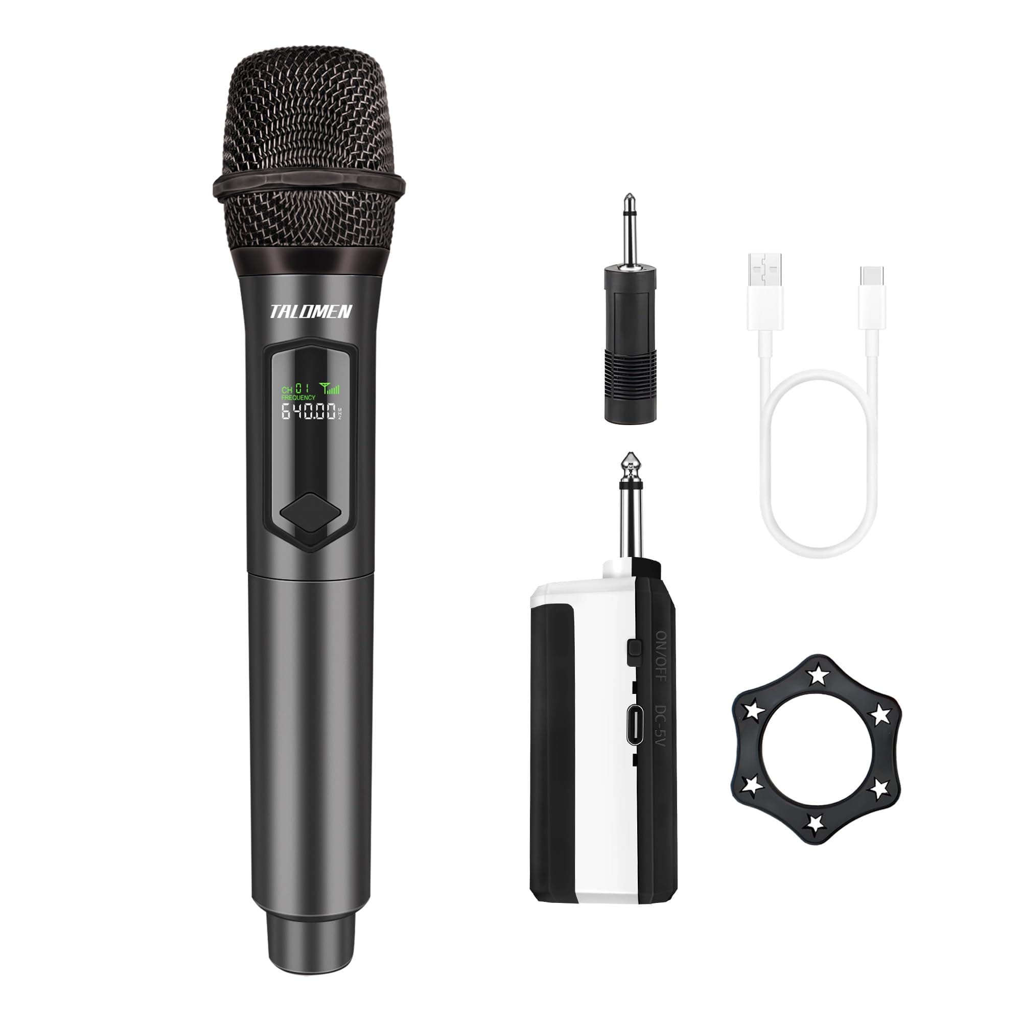 2.4GHz Professional Wireless Microphone,Cordless Handheld Dynamic Microphones,Mic System for Singing with Rechargeable Receiver,160ft,for Singing Karaoke,wedding,DJ,party,speech,church,K60-1