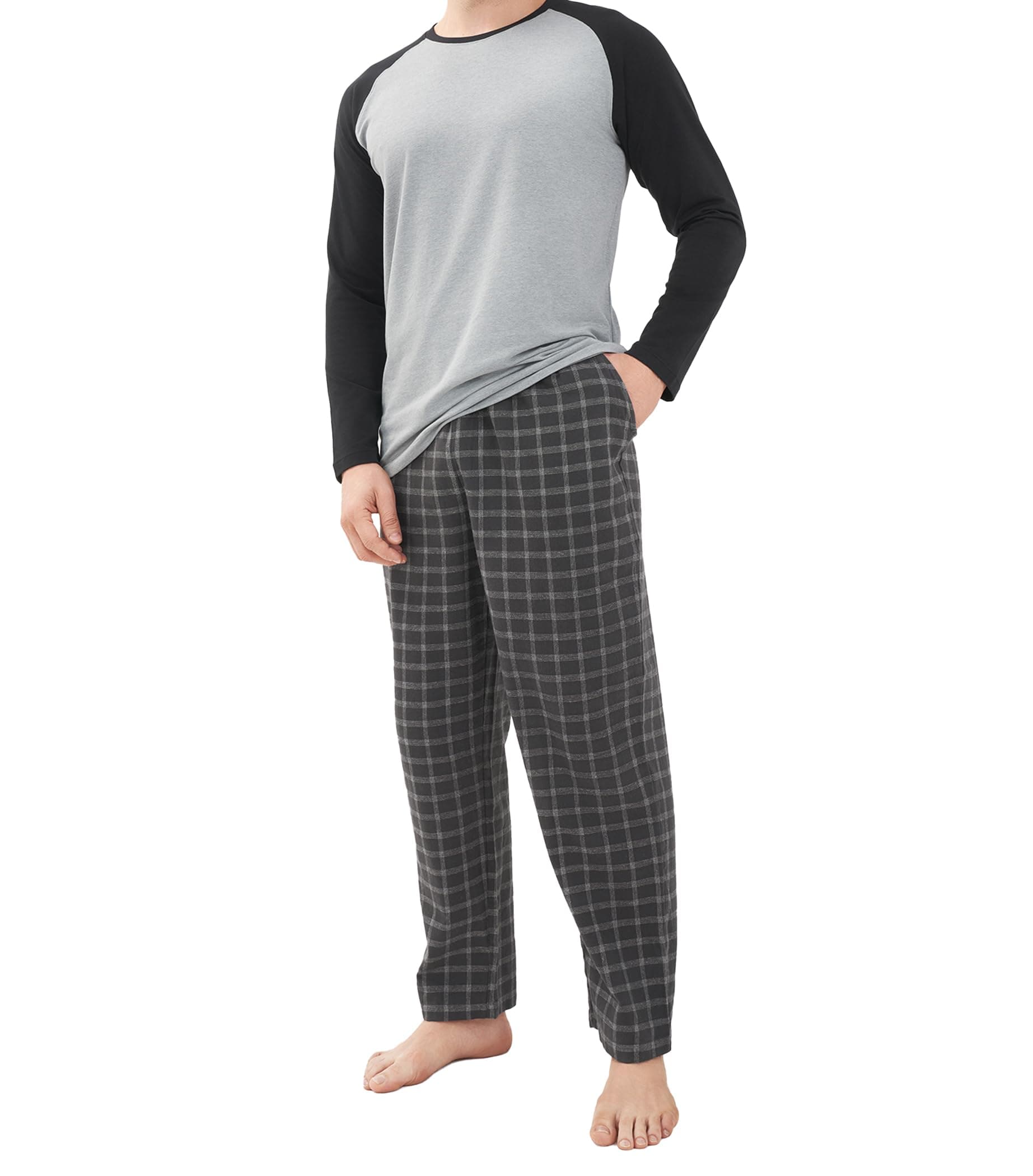 DAVID ARCHY Mens Pajamas Set - Soft Pj Sets for Men Long Sleeve Pajamas Men Cotton Mens Pjs Sets Loungewear with Pockets