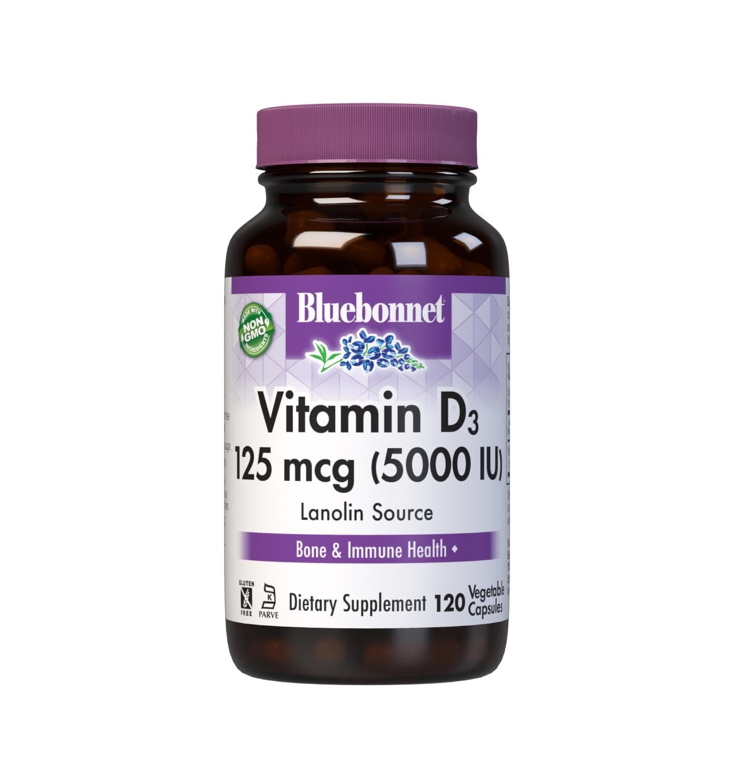 Vitamin D3 5000 IU 125 mcg - Strong Bones & Immune Support Supplement for Women & Men* Soy-Free, Gluten-Free, Non-GMO, Vegetarian - Highly Absorbable Vitamin D - 120 Veggie Capsules