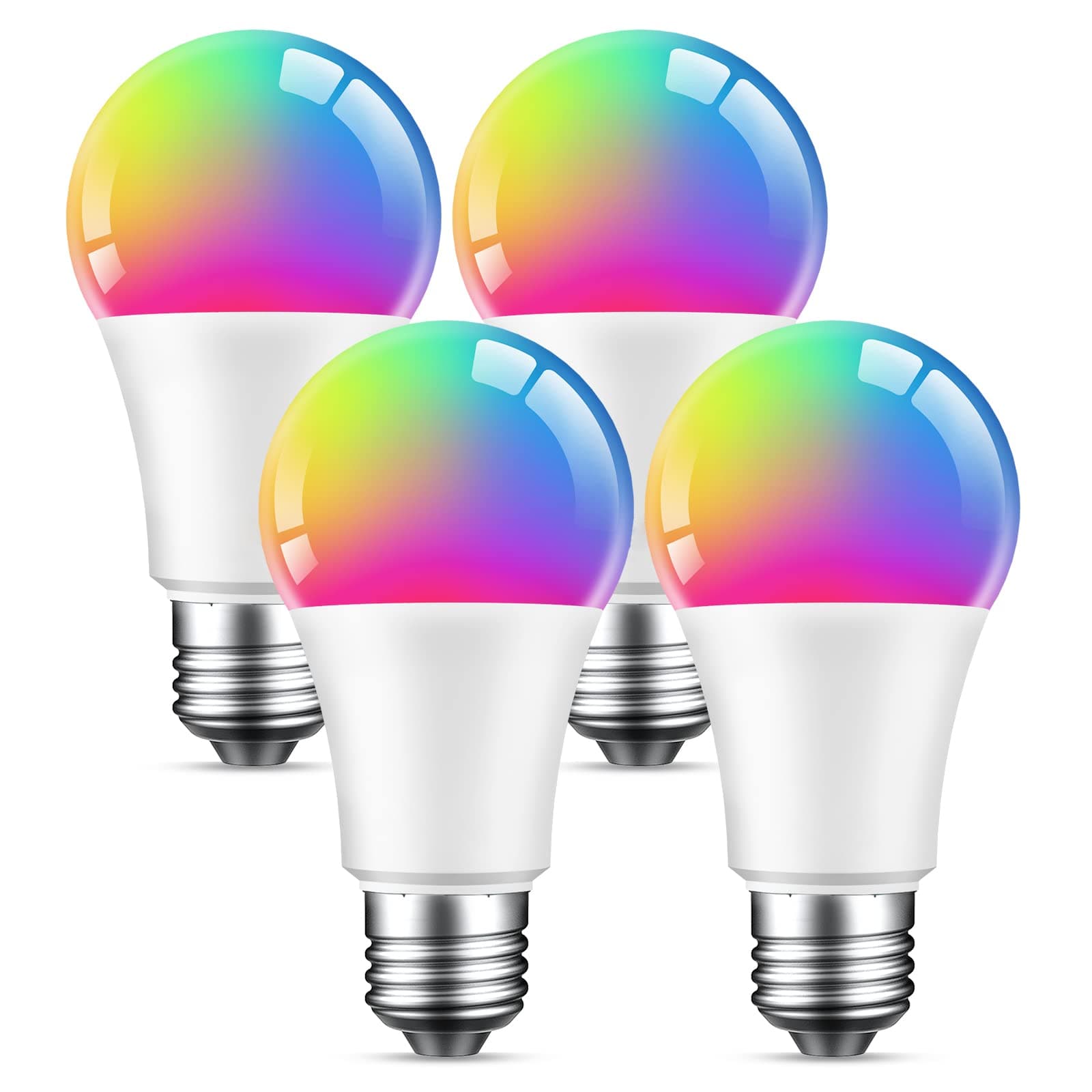 Beantech Wi-Fi Smart Light Bulb(RGB+W) 4 Pack, Full Color Changing Light Bulb-Compatible with Alexa and Google Assistant