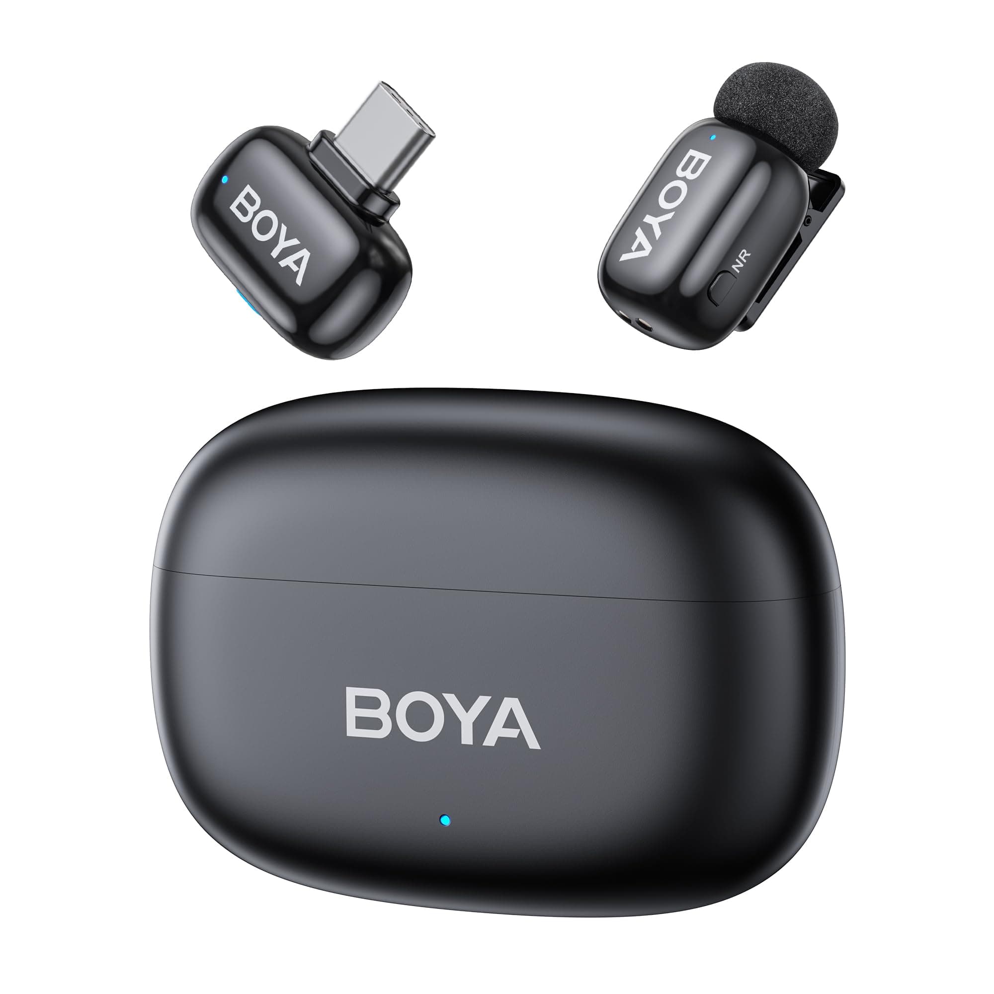 BOYA mini 2 Wireless Lavalier Microphone for iPhone 15-17/Android,Noise Cancellation,App Control, 48kHz/24-Bit, 30H Battery Mini Mic for Video Recording Interview Vlog(1TX + USB-C RX + Charging Case)