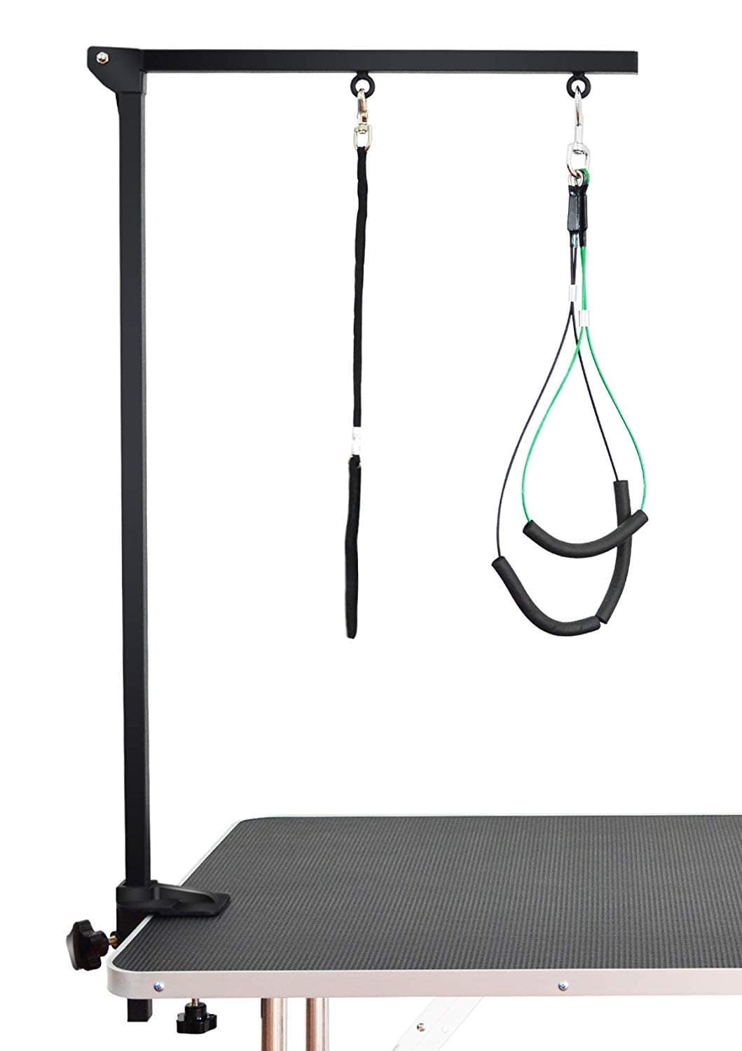 Gravitis Foldable Pet Grooming arm with clamp for Large and Small Dogs - 35 inch Height Adjustable and Free Two No Sit Haunch Holder Pet Supplies (Black)