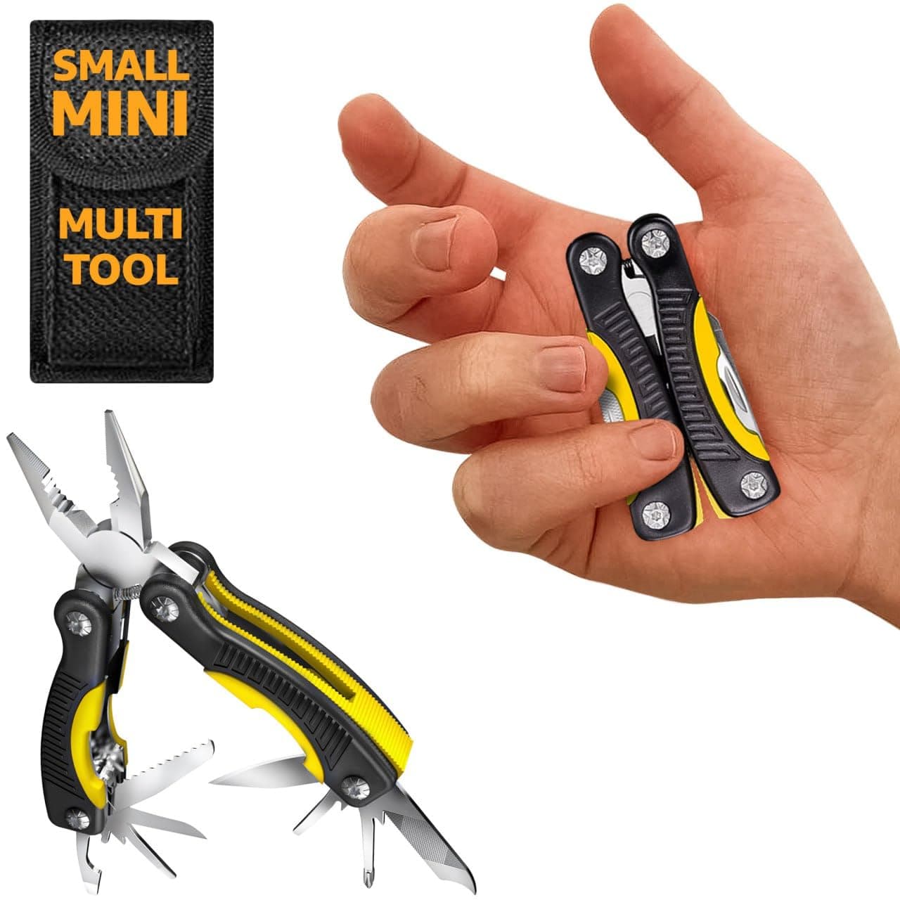 Grand Way Mini Utility Multi Tool with Knife and Pliers - Best Small Multipurpose Tool with All-in-One Tool Set - Universal Knife for Everyday Use, Camping, Survival, Outdoor Activities 2229