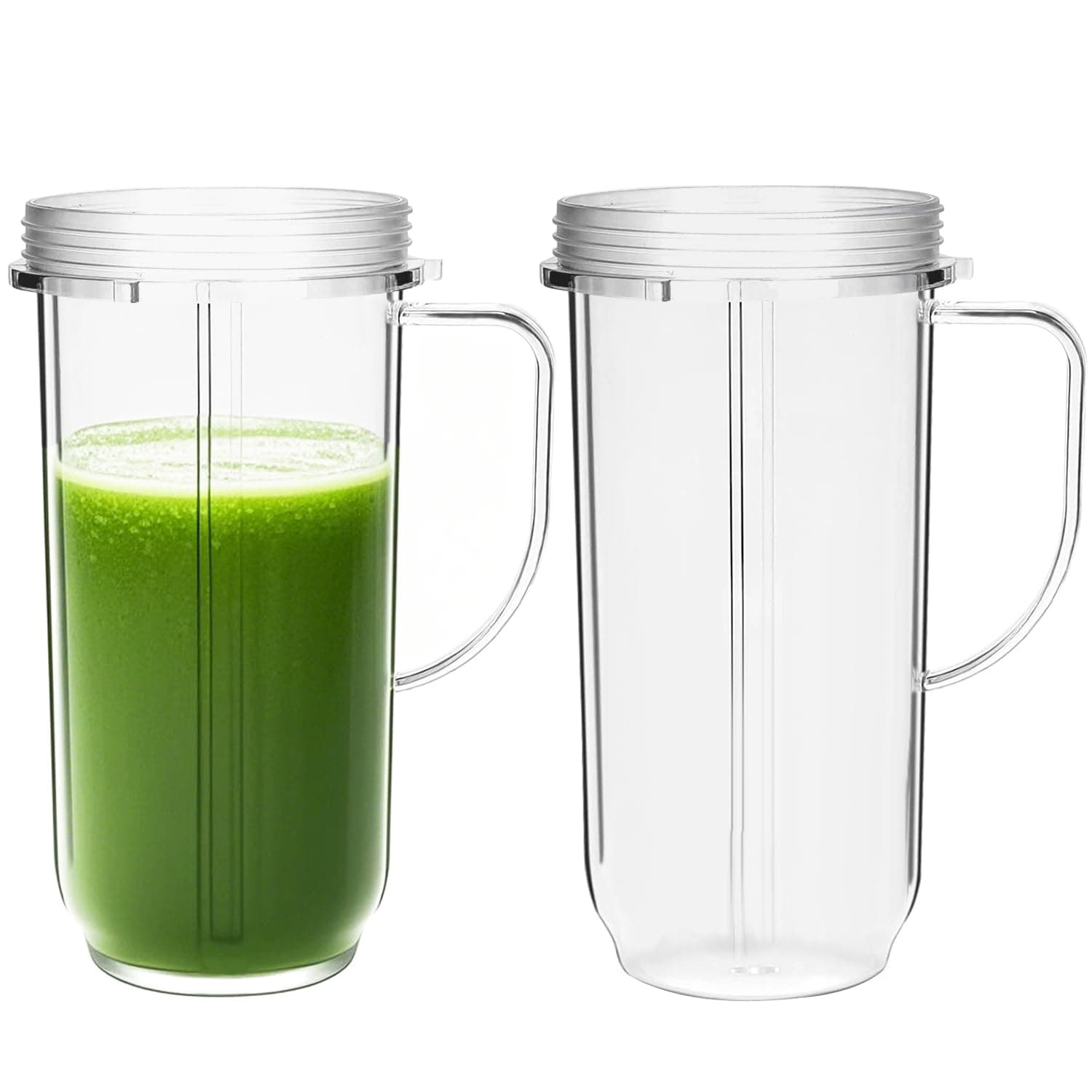 22oz Cups Replacement Compatible with NutriBullet Magic Bullet Blender Mixer 200W MB1001S, for Magic Bullet Blender Juicer Tall Mugs with Handle Replacement Parts Accessories (2 Pack)