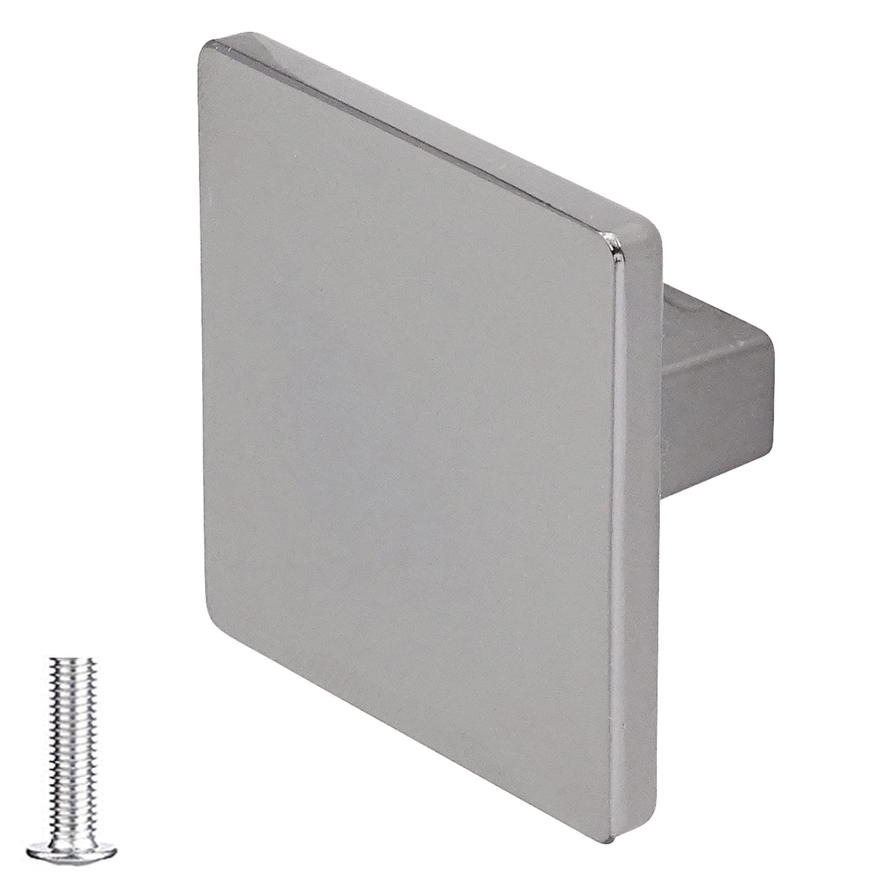 Decoranddecor Calla Square Cabinet Knob Door Pull Handle Kitchen Cupboard Furniture Drawer (1 Pack, Polished Nickel Black)