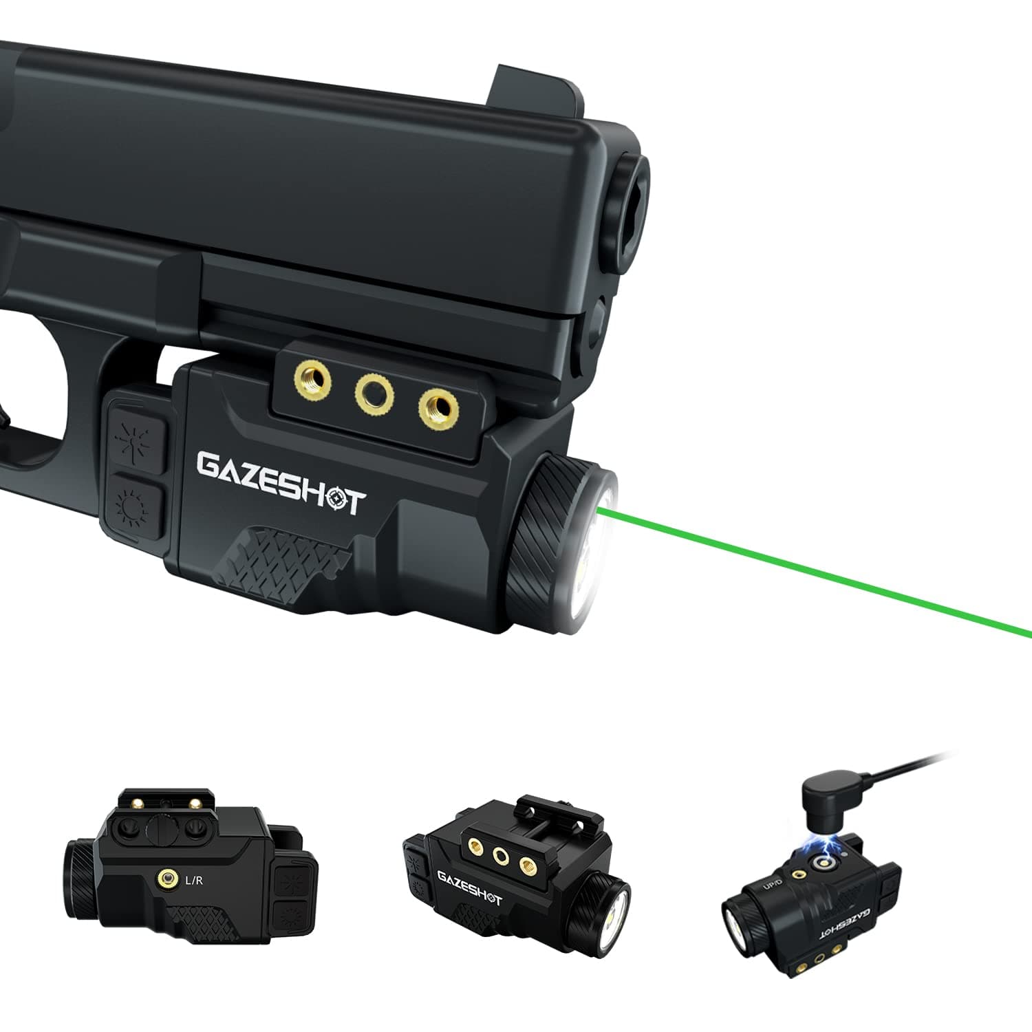 Mini 700 Lumen Pistol Light Laser Combo Weapon Light Tactical Flashlights, Magnetic USB Rechargeable with Green Beam and Strobe Mode for GL and Picatinny Rail