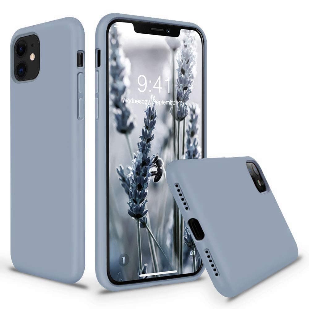 Vooii for iPhone 11 Case, Soft Liquid Silicone Slim Rubber Full Body Protective iPhone 11 Case Cover (with Soft Microfiber Lining) Design for iPhone 11 - Lavender Grey