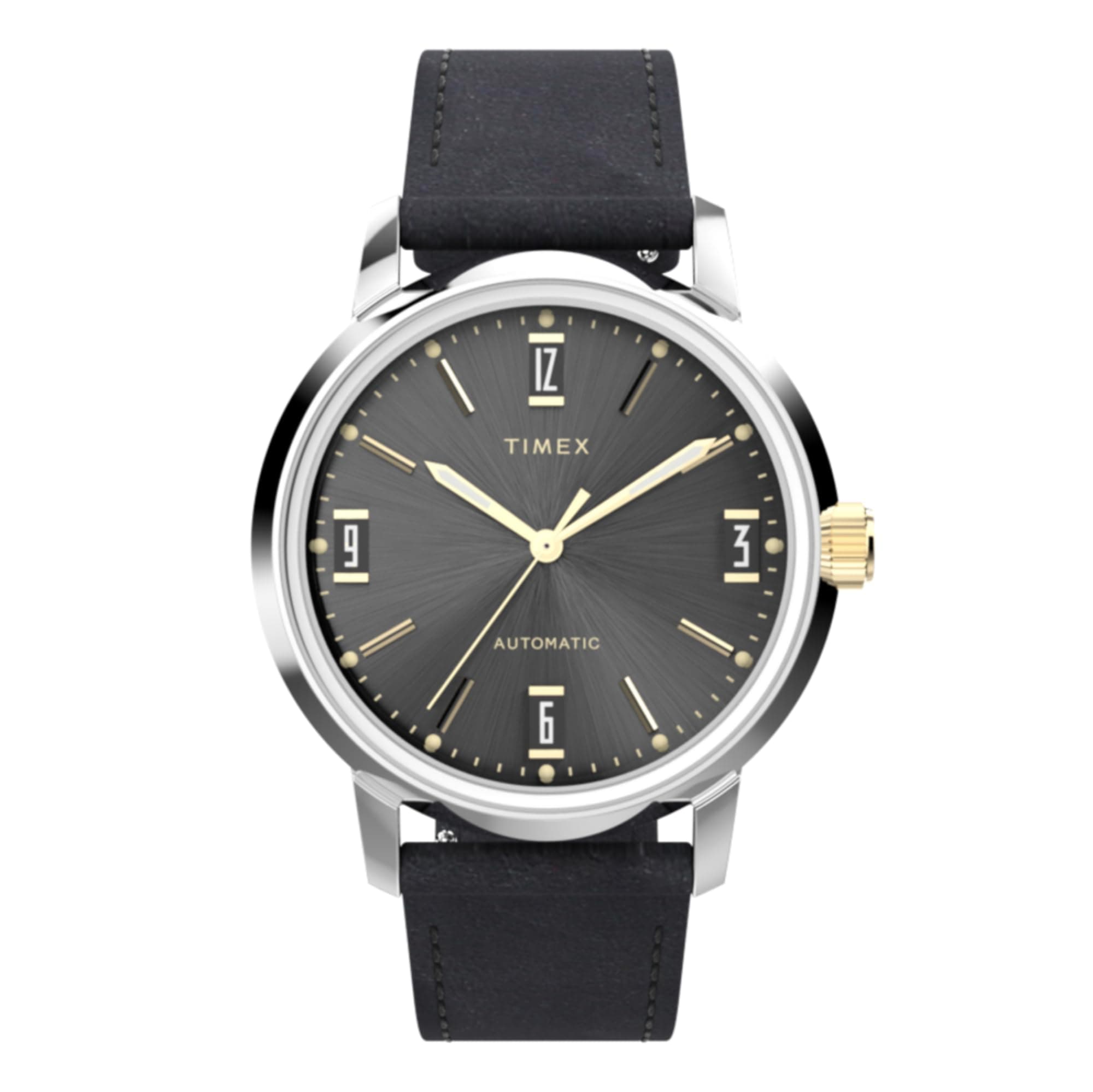 Timex Men's Marlin Automatic 40mm Watch - Black Strap Black Dial Stainless Steel Case