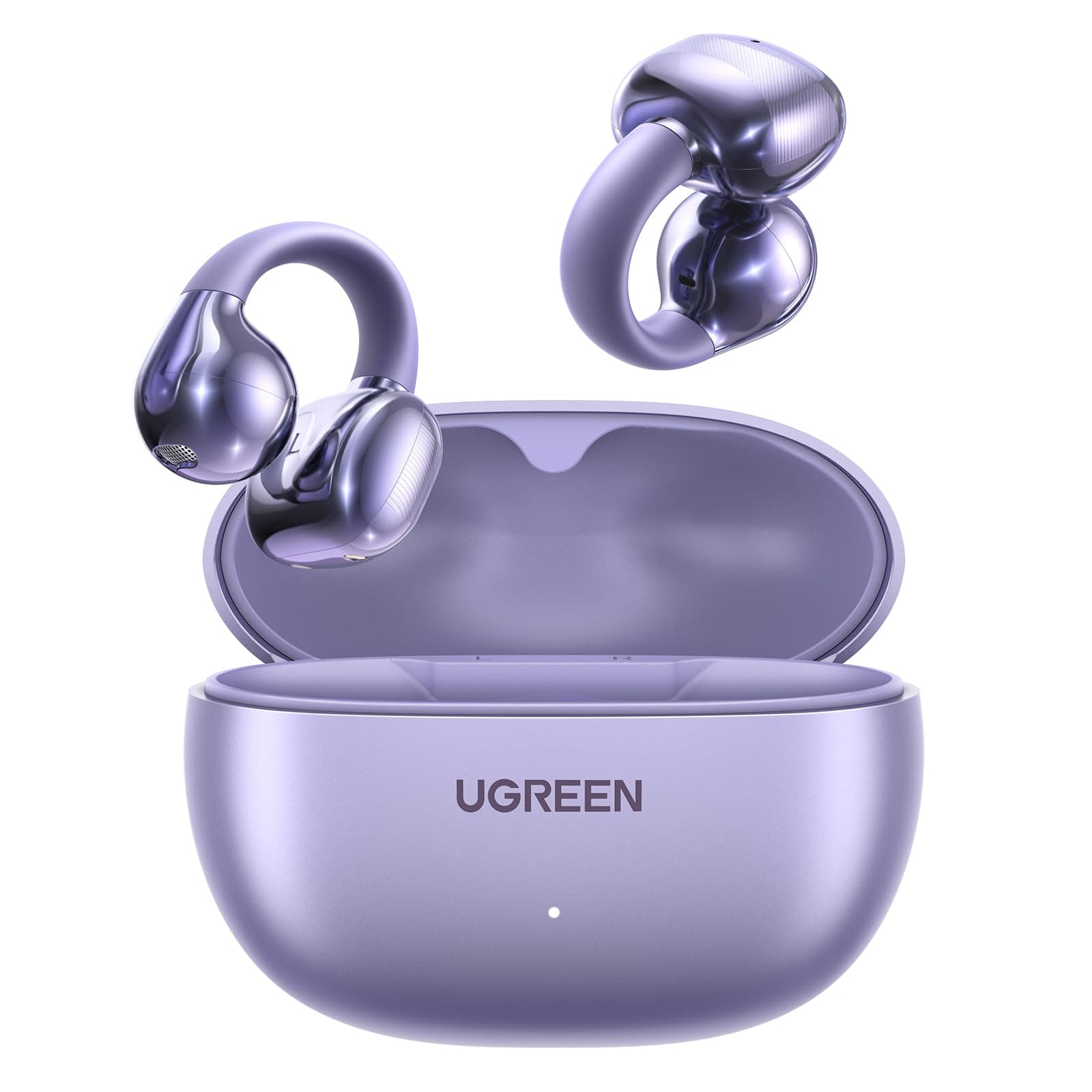UGREEN HiTune S3 Open Ear Earbuds Bluetooth 5.4 Clip On Wireless Headphones ENC Mic for Clear Calls 30H Playtime IPX5 Waterproof Earphones for Running Workout, Cyclists, Compatible with iPhone, Purple