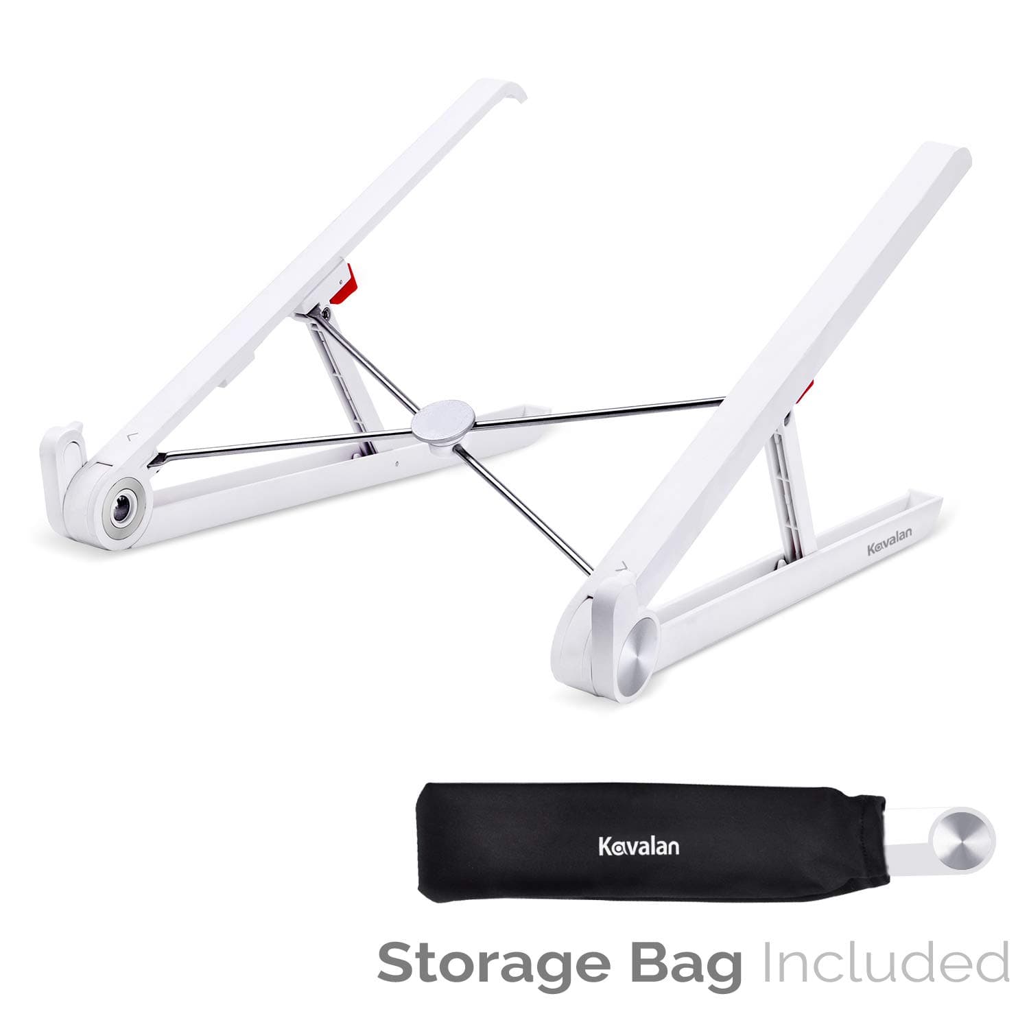 Laptop Stand, Kavalan Portable Desktop Light Weight Notebook Holder, Adjustable Eye-Level Ergonomic Height Design for MacBook Pro Air, Chromebook and More - Storage Bag Included (White)