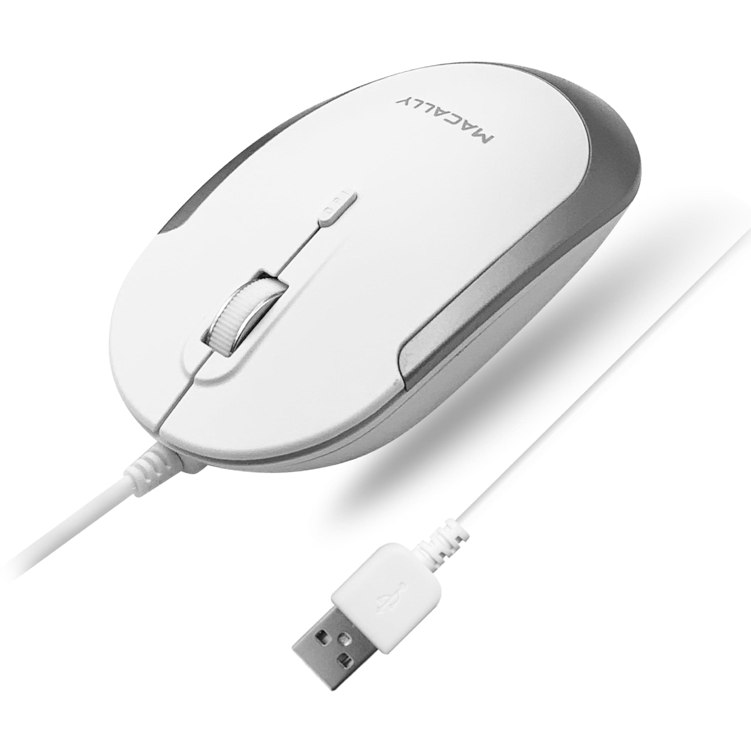 Silent Wired Mouse - Slim & Compact USB Mouse for Apple Mac or Windows PC Laptop/Desktop - Designed with Optical Sensor & DPI Switch - Simple & Comfortable Wired Computer Mouse (White)