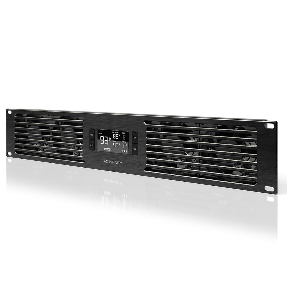 CLOUDPLATE T7, Rack Mount Fan Panel 2U, Exhaust Airflow, for Cooling AV, Home Theater, Network 19” Racks