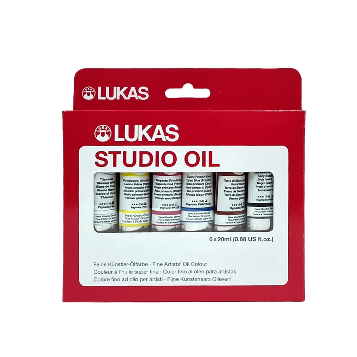 Studio Oil Paint Set, 6 x 20ml Assorted Colours, For Entry-Level Professionals & Students