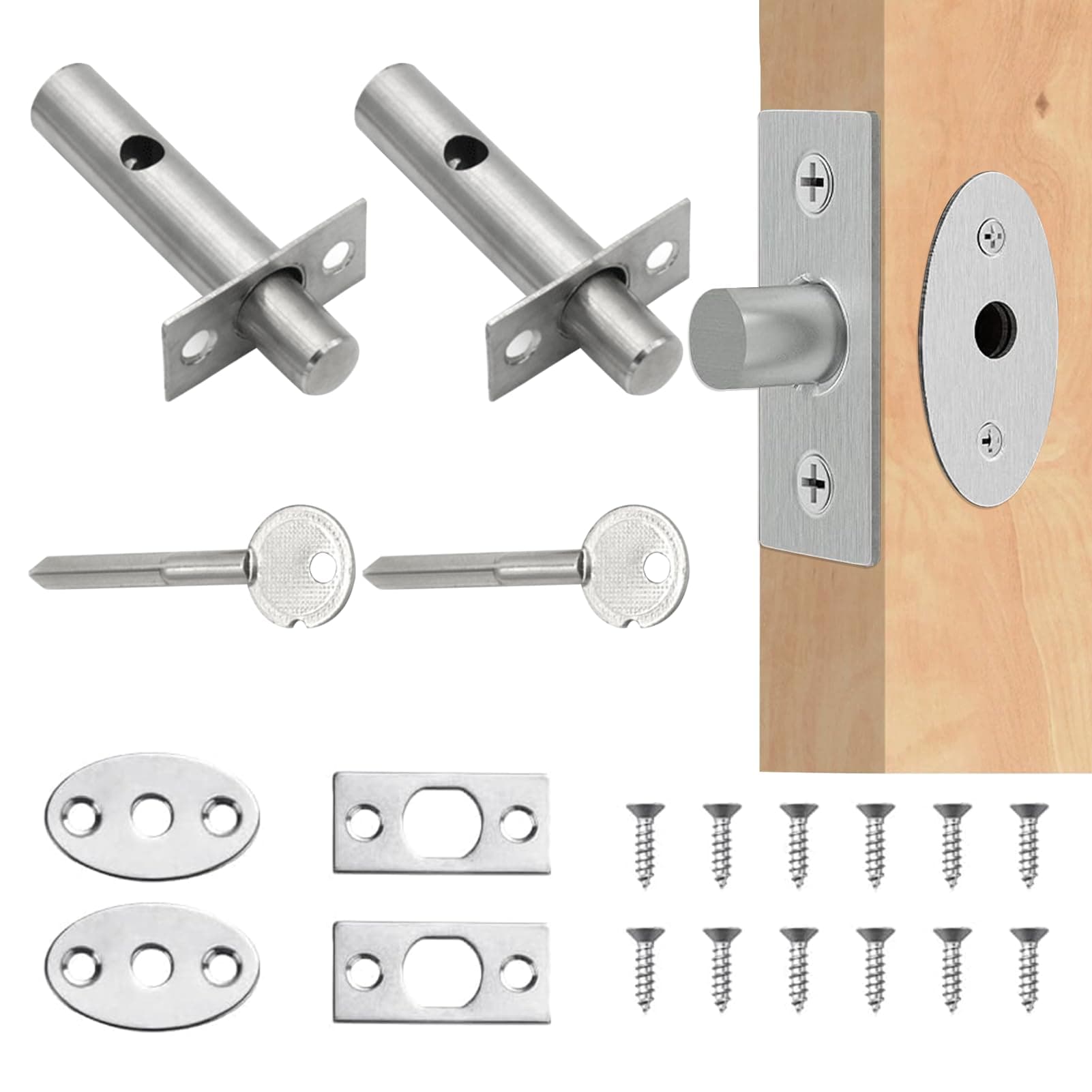 Ultimate Home and Workplace Security Solution - 2Pairs Dead Bolts, Anti-Theft Door Locks With Silver Deadbolt for Internal Doors