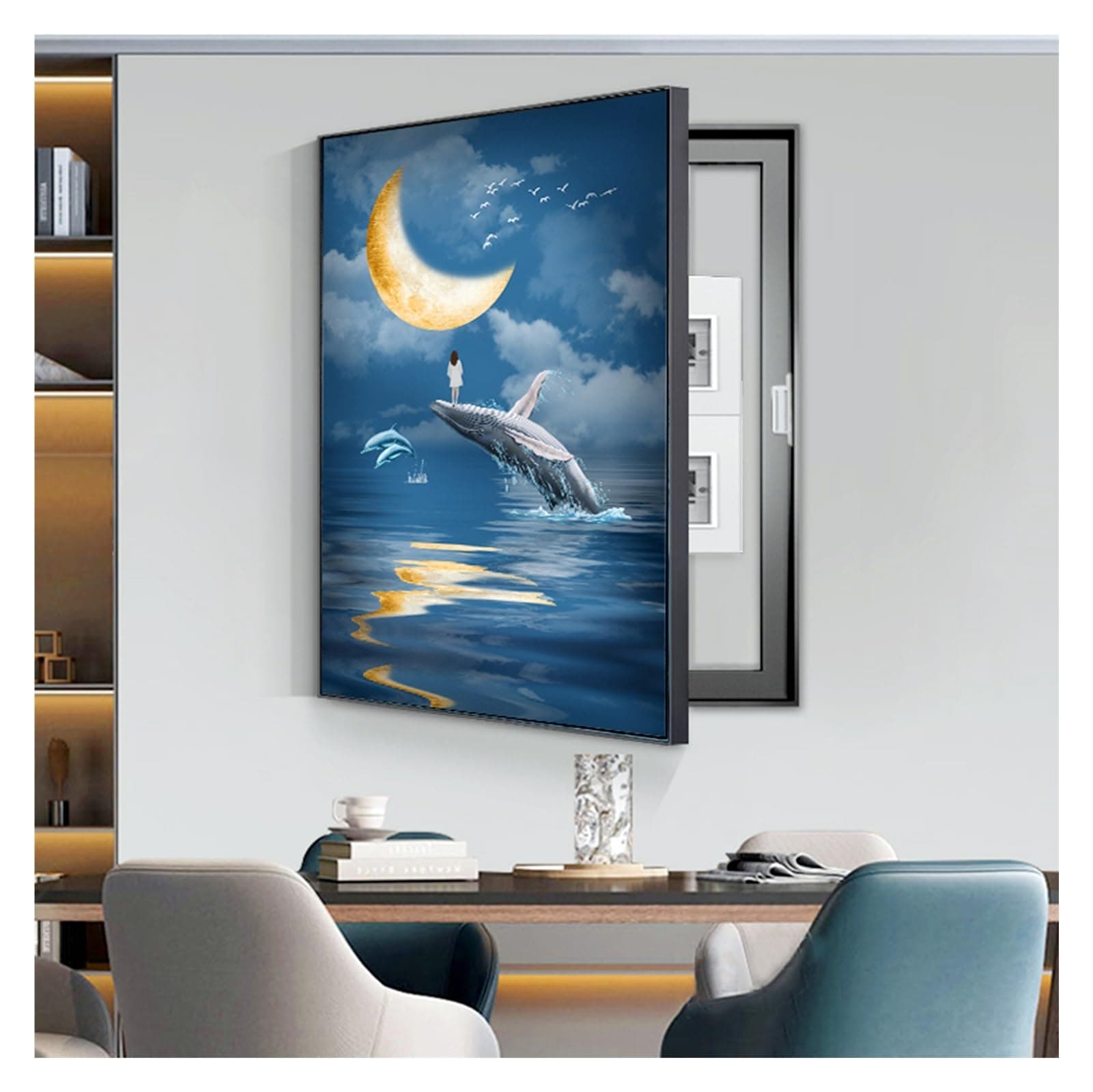 Electrical Panel Cover Decorative, Breaker Box Cover Decorative, Meter Box Decorative Painting, Wall Mounted Hide Fuse Box Cover Cabinet(H,50x60cm/20x24in)