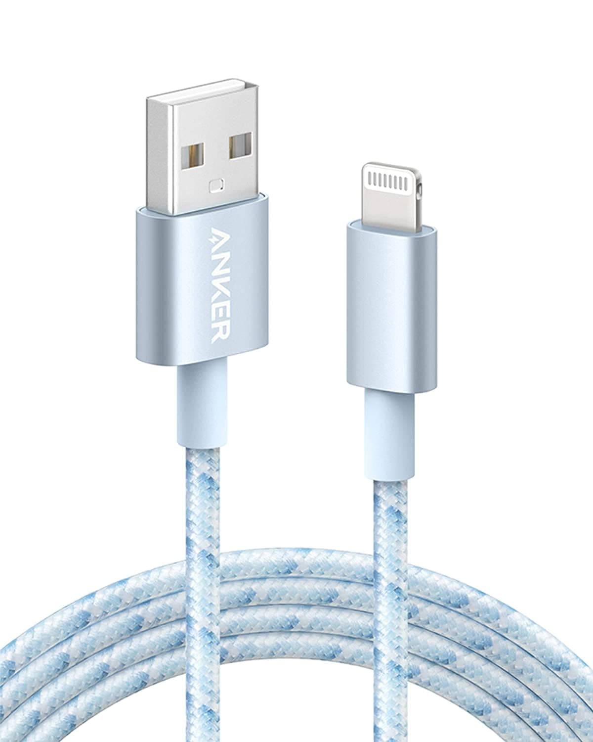 Anker 6ft Lightning Cable, 331 Cable, Premium Nylon USB-A to Lightning Cord, MFi Certified for iPhone Chargers, iPhone SE/Xs/XS Max/XR/X/8 Plus/7/6 Plus, iPad Pro Air 2, and More (Winter Blue)