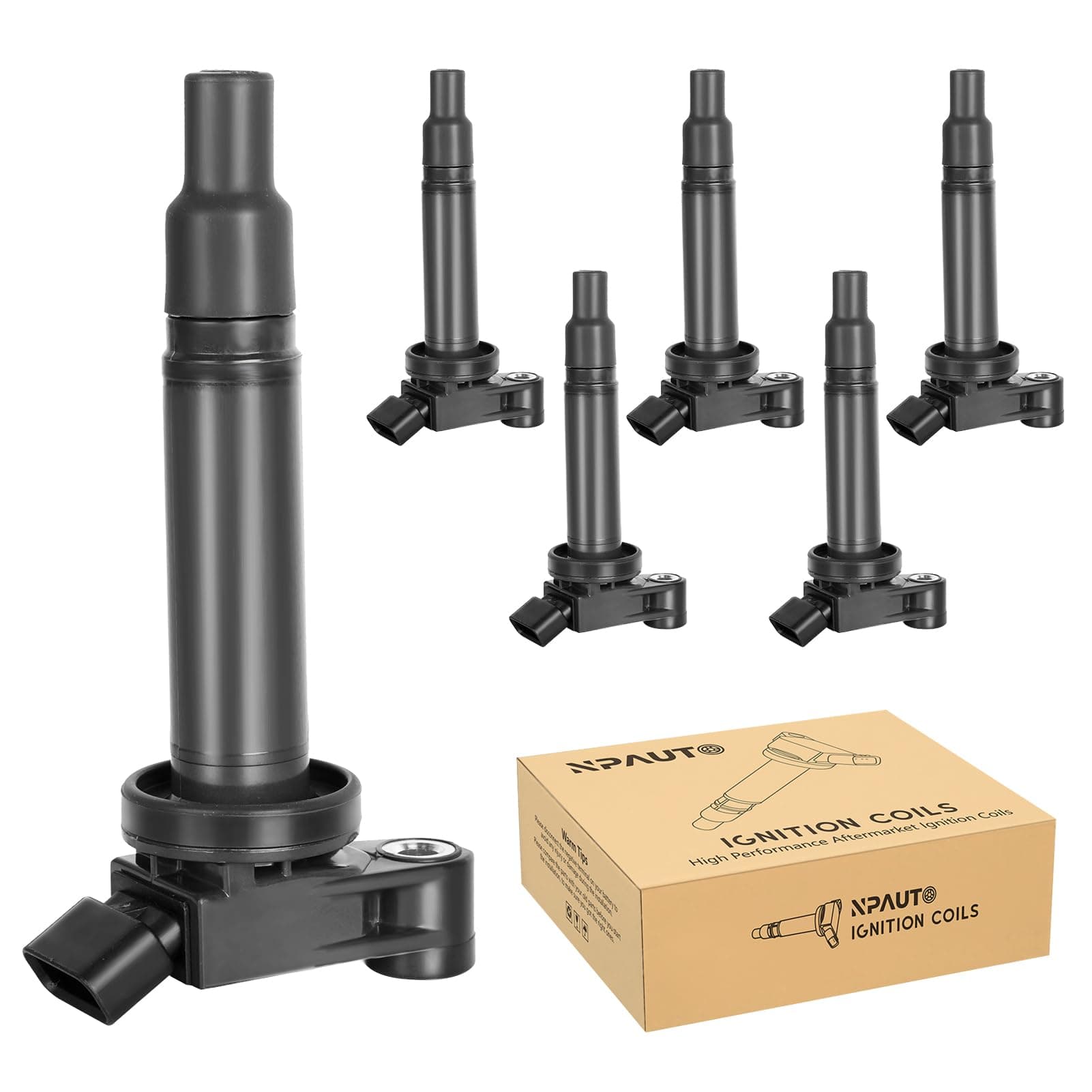 Ignition Coils Pack Set of 6 Compatible with V6 3.0L 3.3L 1999 2000 2001 2002 2003 2004 2005 2006 Lexus ES300 RX300, Toyota Avalon Camry Highlander Sienna Solara, Lexus RX400h 3.0 3.3, C1175 UF267