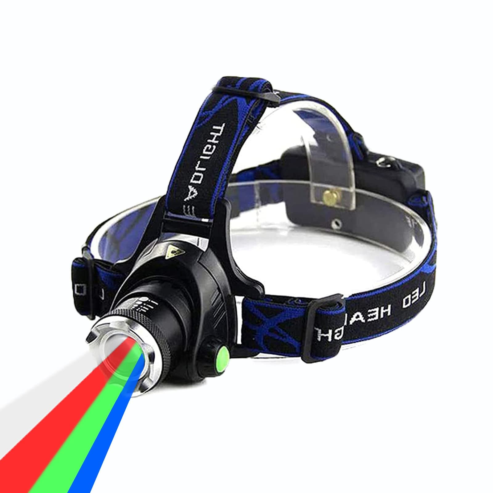 Multicolor Headlamp Flashlight 1000 Lumen Waterproof Zoomable Led Headlight with White Red Green Blue Light