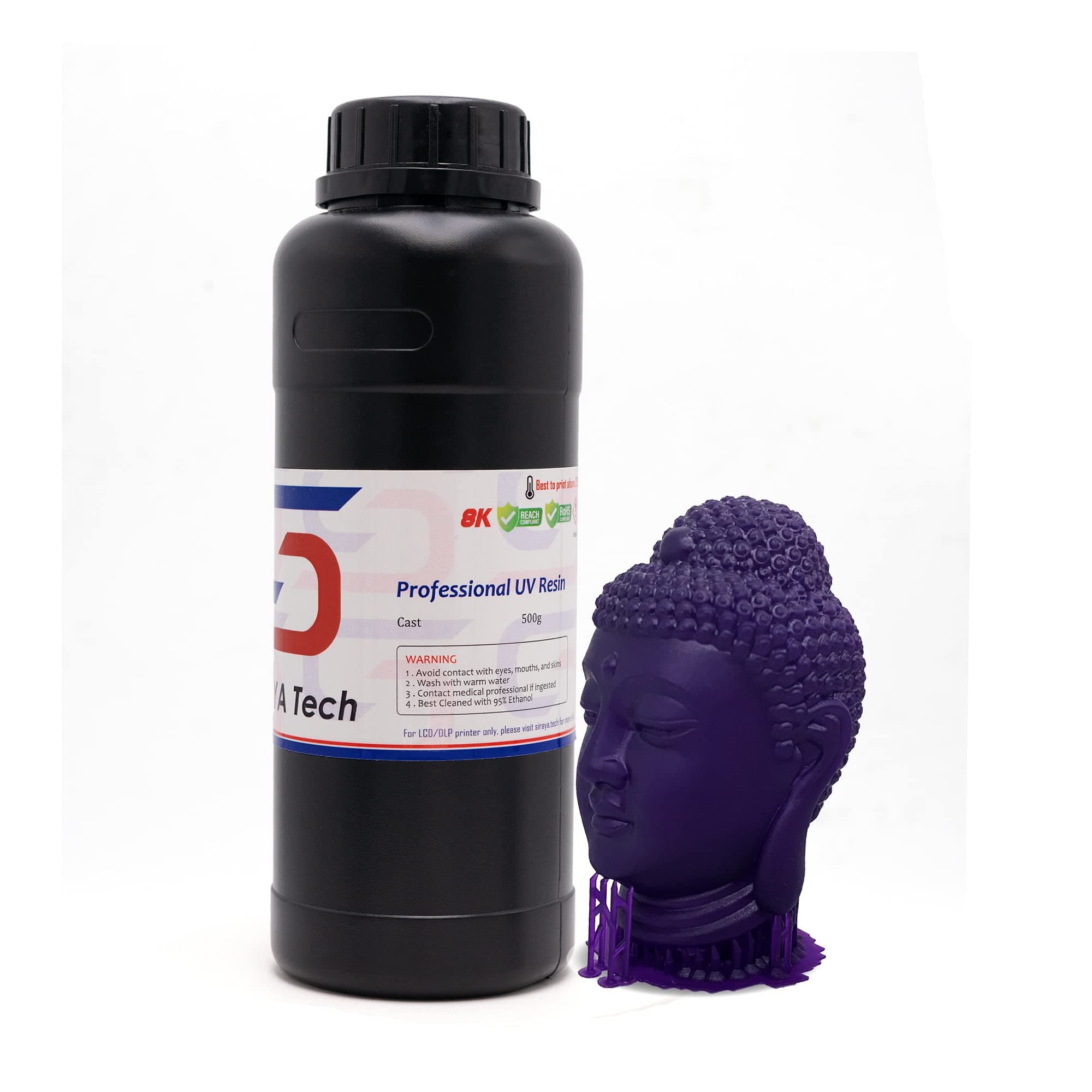 Cast 3D Printer Resin Easy to Print Use and Burn High Resolution Castable 405nm LCD UV-Curing Photopolymer Resin for Making Jewelries and Metal Parts (Purple, 500g)