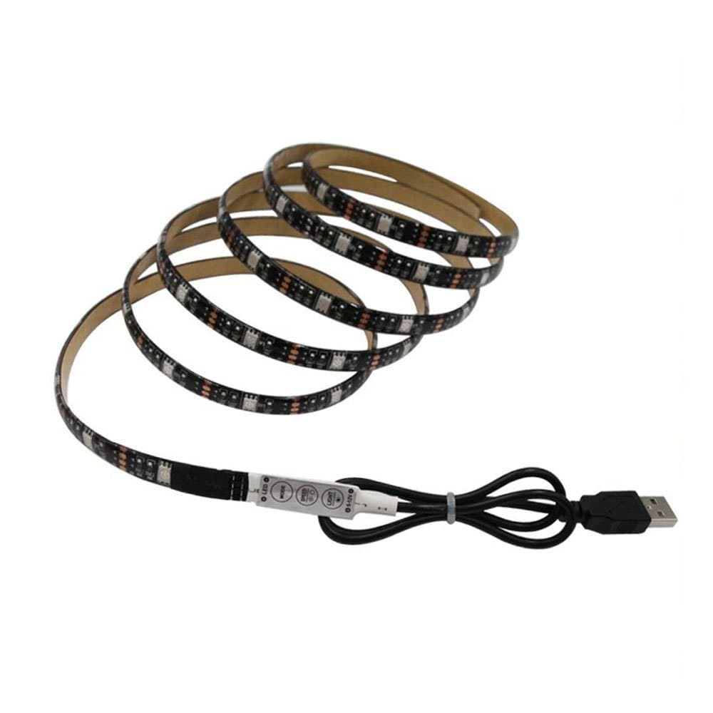 XTF2015 USB LED Strip Light, 6.56ft (2M) 60leds Flexible 5050 RGB TV Backlight with 5V USB Cable and Mini Controller for TV/PC/Laptop Background Lighting, Desk, Under Cabinet