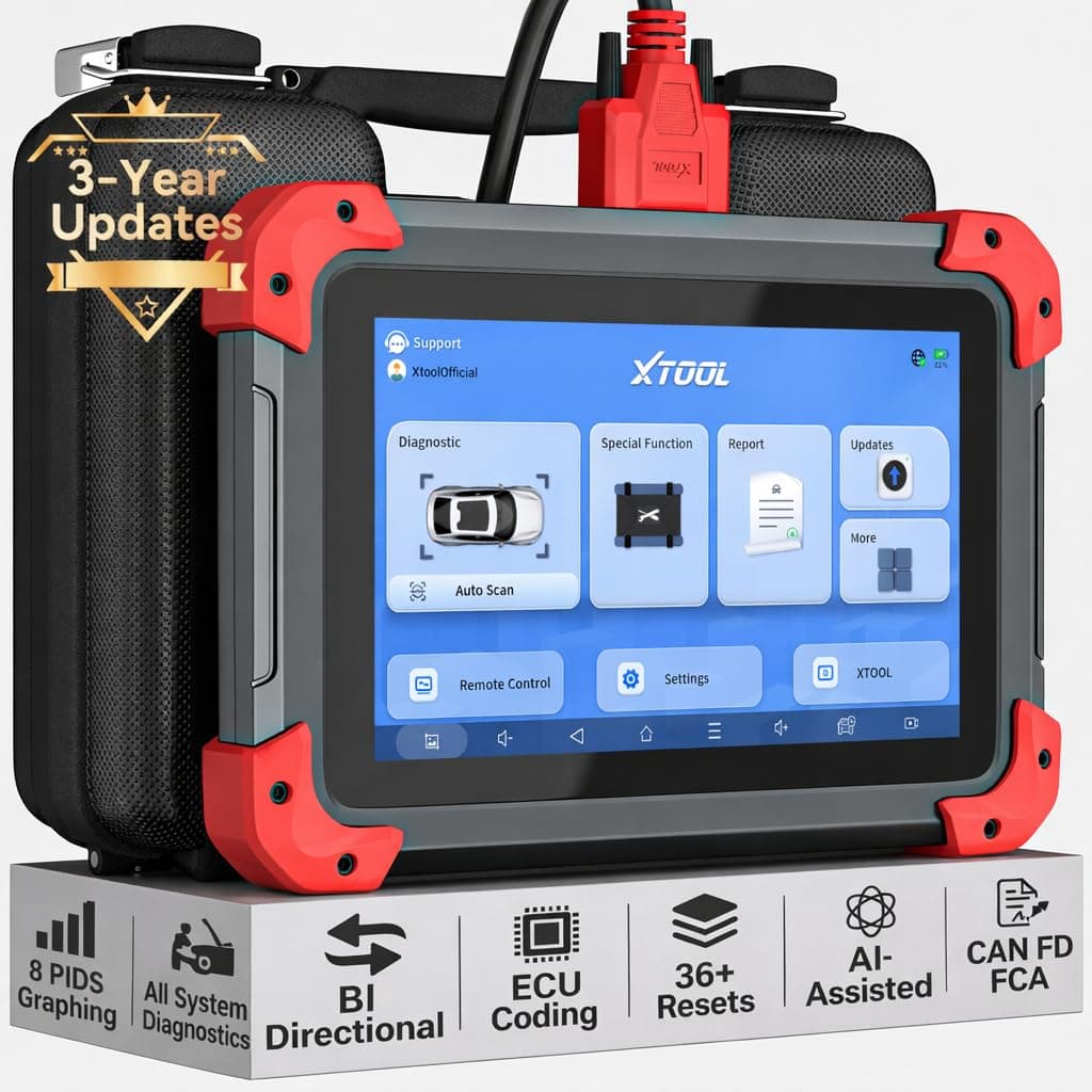 XTOOL D7 Bi-Directional OBD2 Scanner: 2025 V2.0 Car Scanner Diagnostic Tool, Active Testing, Full System, 36+ Reset, Crank Sensor Relearning, FCA Auto Authentication, CAN FD&DoIP, Android 10, 3 Years