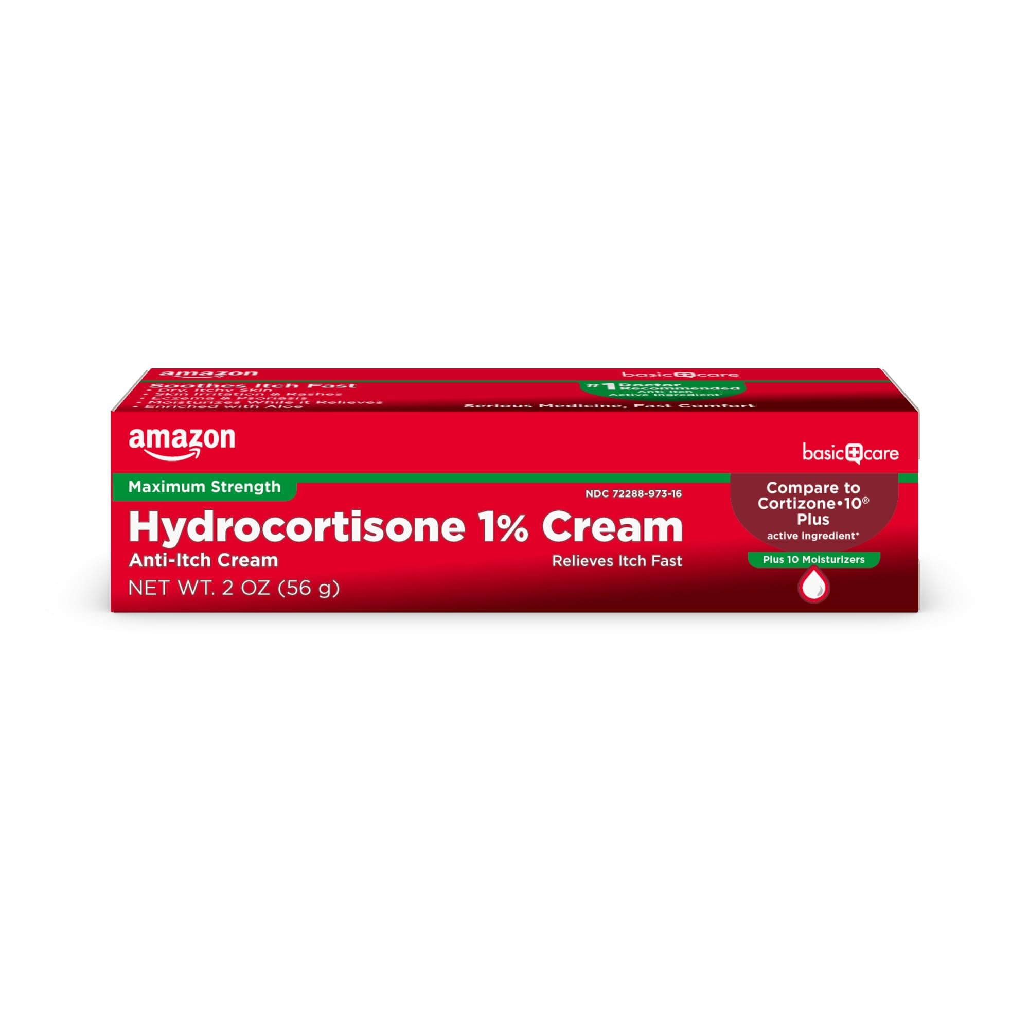 Amazon Basic Care Hydrocortisone 1% Anti-Itch Cream, White, 2 Ounce (Pack of 1)