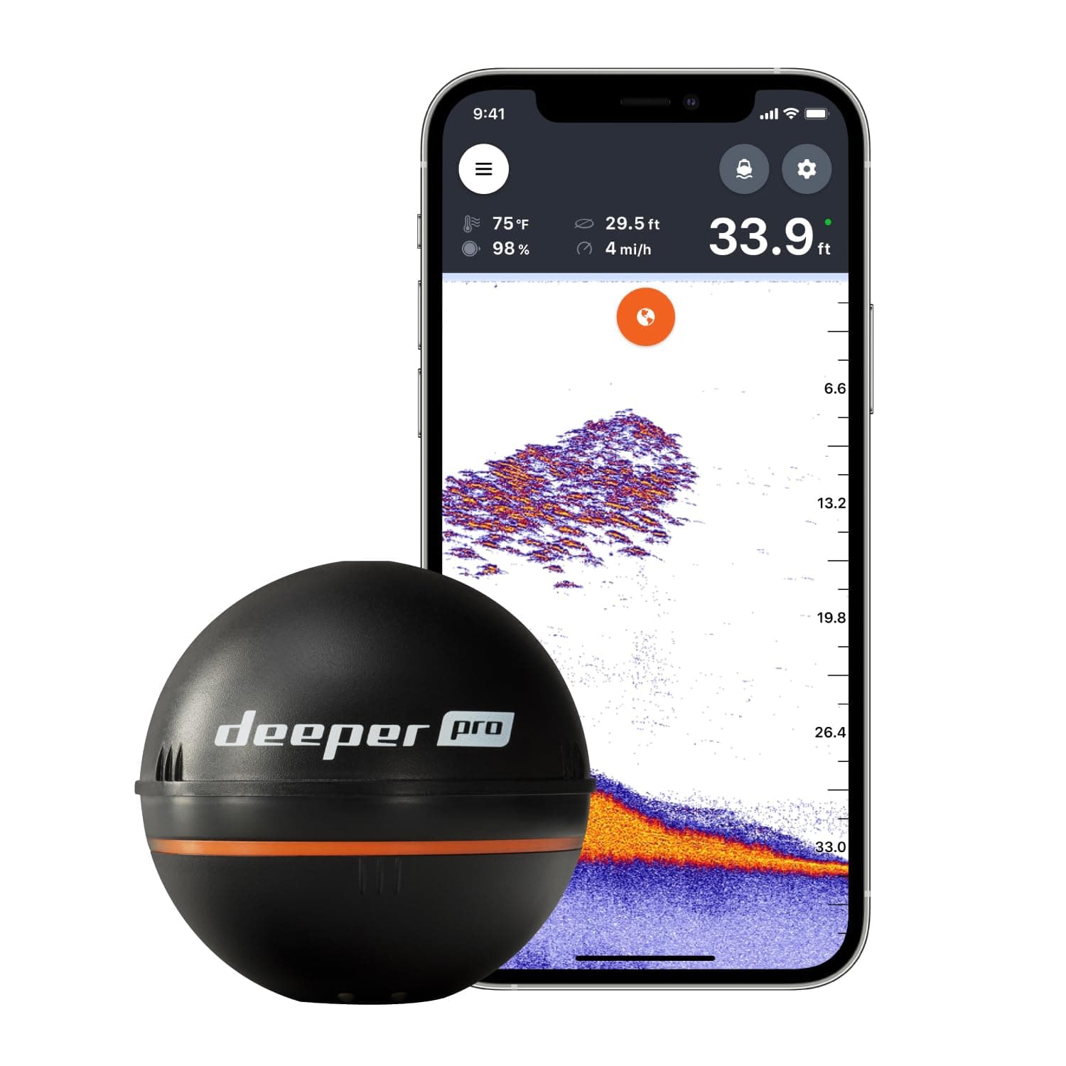 Deeper Pro Smart Sonar Castable and Portable Smart Sonar WiFi Fish Finder for Kayaks and Boats on Shore Carp Fishing Fish Finder