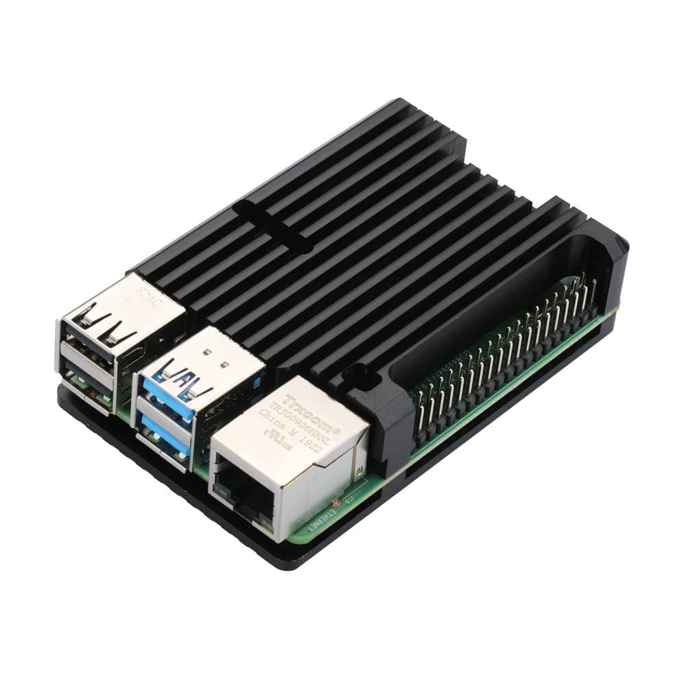 Raspberry Pi 4 Model B Aluminum Case RPI 4 Metal Shell Black Box for RPI 4B (Without Fan)