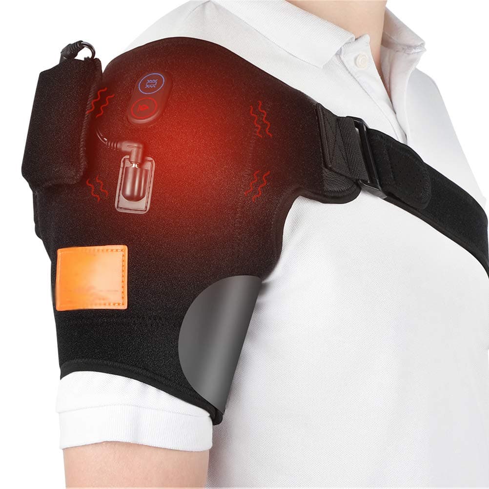 HSRG Heat Therapy Shoulder Brace Support, Adjustable Shoulder Heating Pad, Physiotherapy Shoulder Massage Device, for Rotator Cuff, Frozen Shoulder, Shoulder Dislocation or Muscles Pain Relief