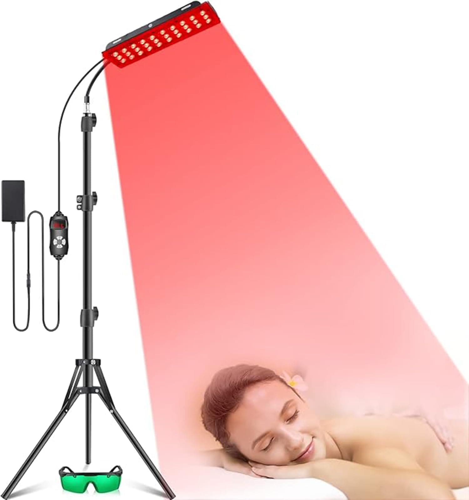 Red Light Therapy for Body, LED Red Infrared Light Therapy Lamp with Adjustable Stand 660nm Redlight & 850nm Infrared Light Device for Body Pain Relief