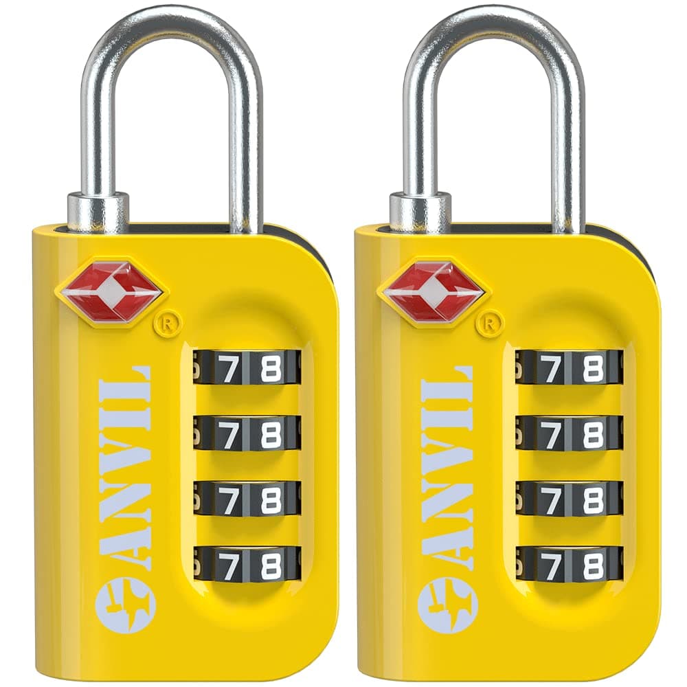 TSA Approved Luggage Lock - 4 Digit Combination padlocks with a Hardened Steel Shackle - Travel Locks for Suitcases & Baggage
