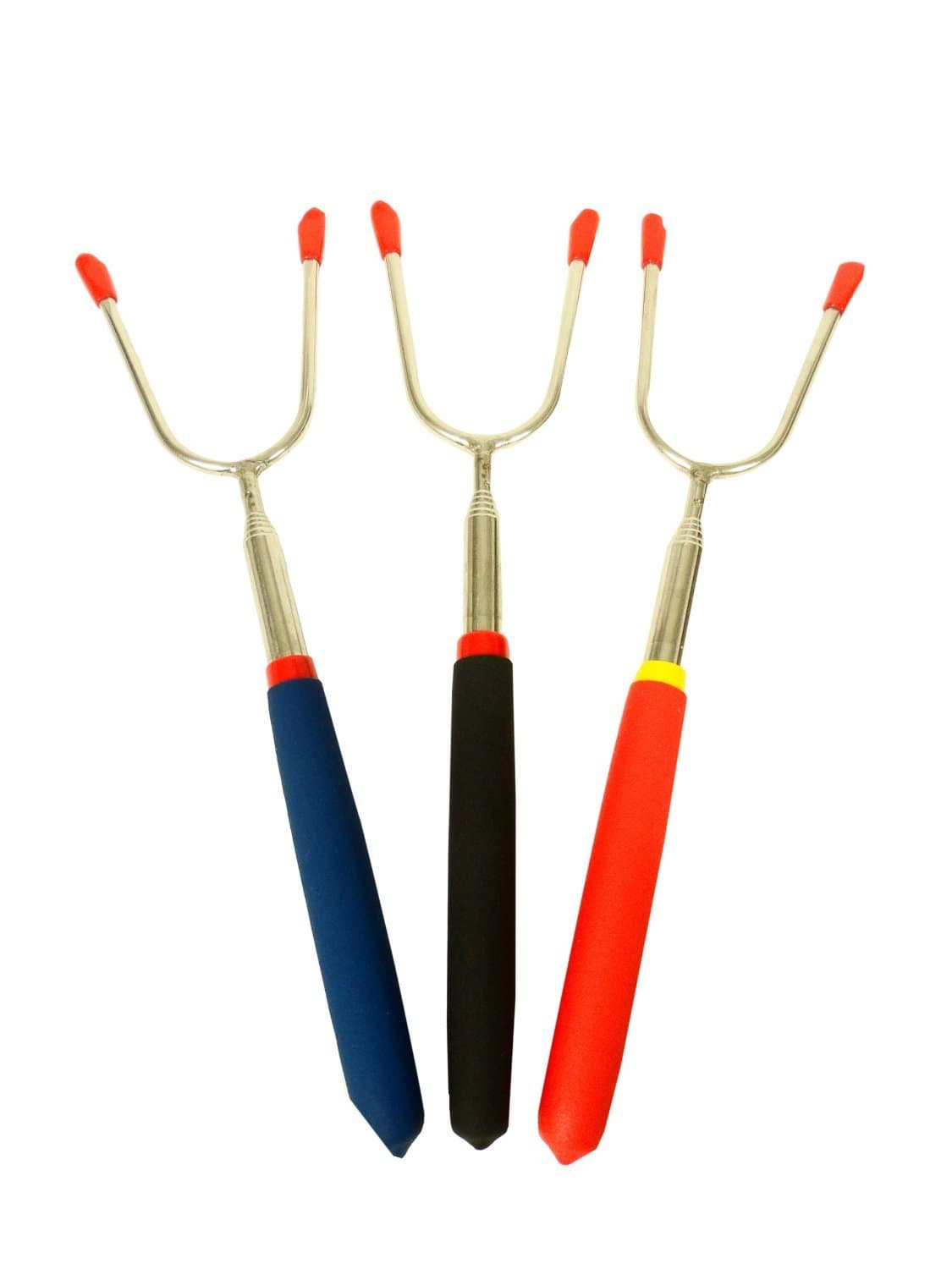 Telescopic Campfire Forks Hot Dog Fork Camp Fire Extendable Camping Fork (Assorted Colors 3-Pack)