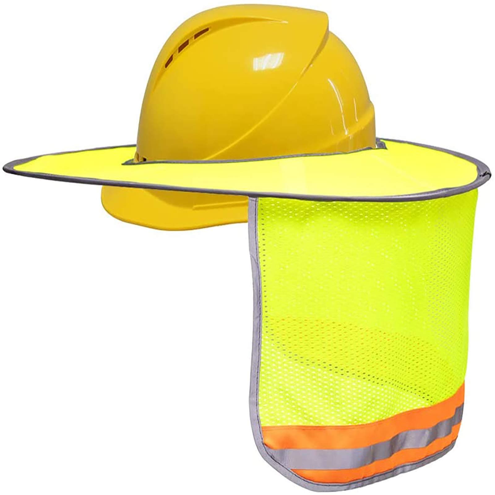 Hard Hat Sun Shield,Full Brim Mesh Neck Sun Shade Protector High Visibility,Reflective(Hard Hat Not Included) by Shellvcase