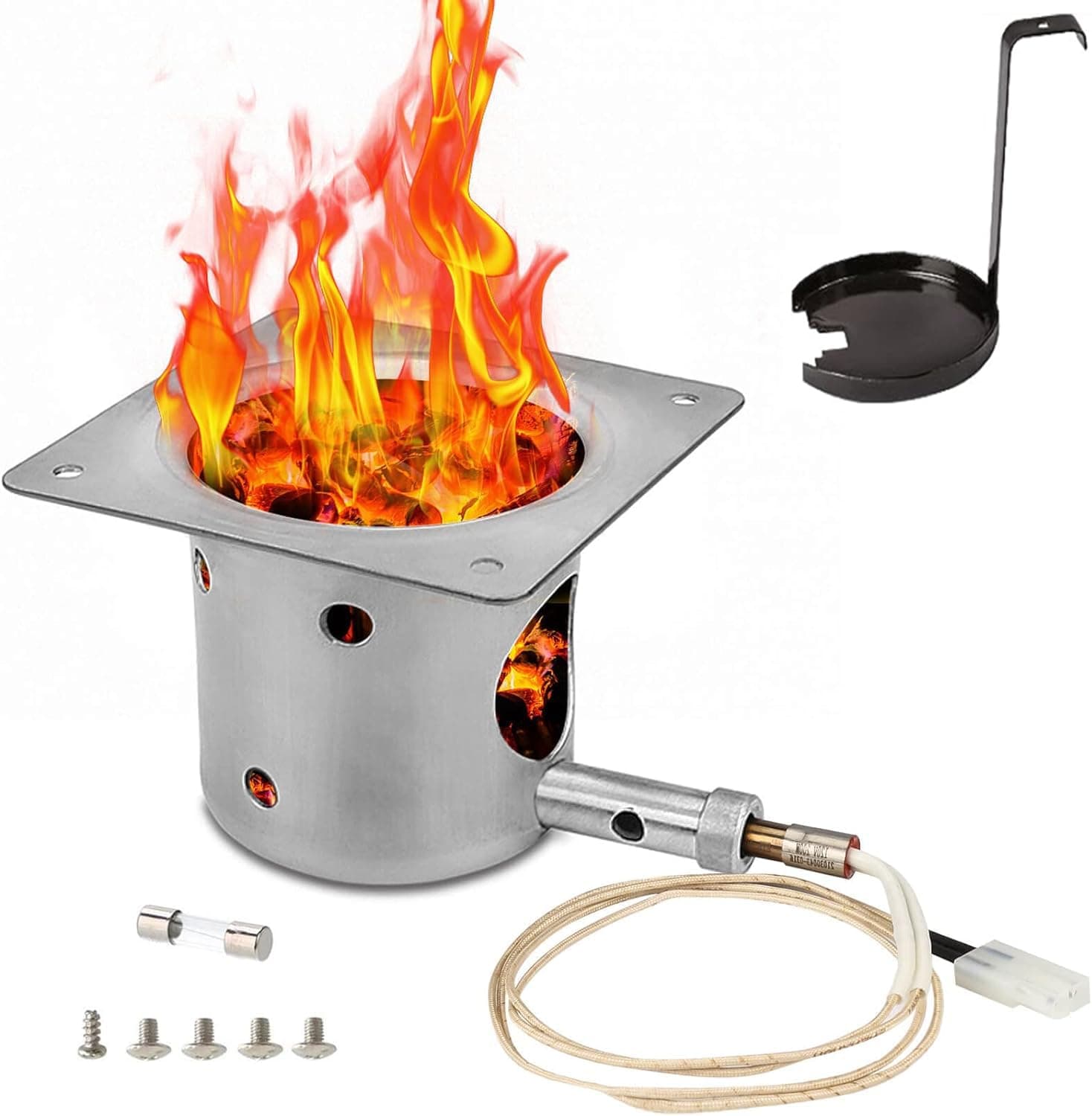 Fire Burn Pot and Hot Rod Ignitor Kit Replacement Parts for Pit Boss and Traeger Pellet Grill with Screws and Fuse