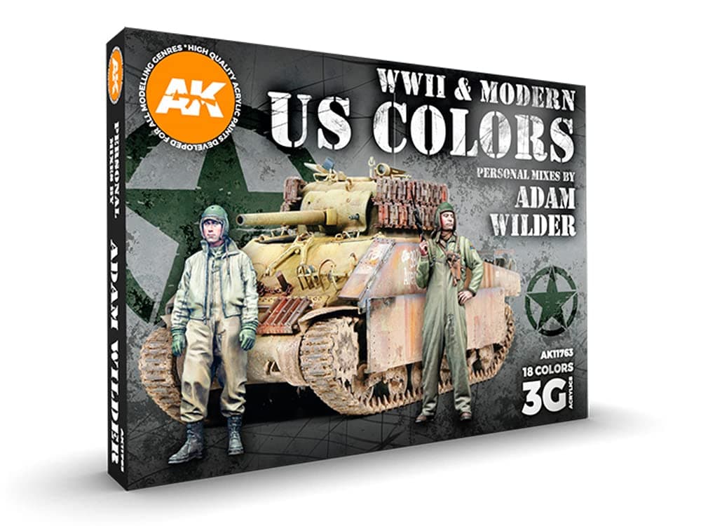 AK Interactive3G 18 Color Paint Set - WW2 & Modern US Colors - Personal Mixes By Adam Wilder