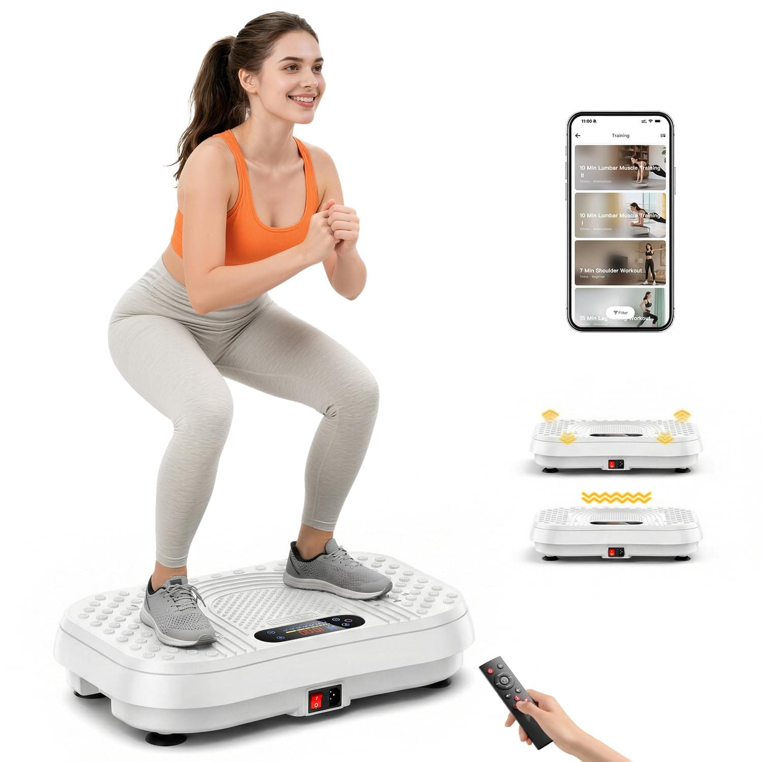 Vibration Plate Exercise Machine Weight Loss, Full Body Workout Vibration Plate Lymphatic Drainage, 199 Adjustable Speeds Power Shaping Vibrating Plate 450 Lbs Capacity Fitness Platform