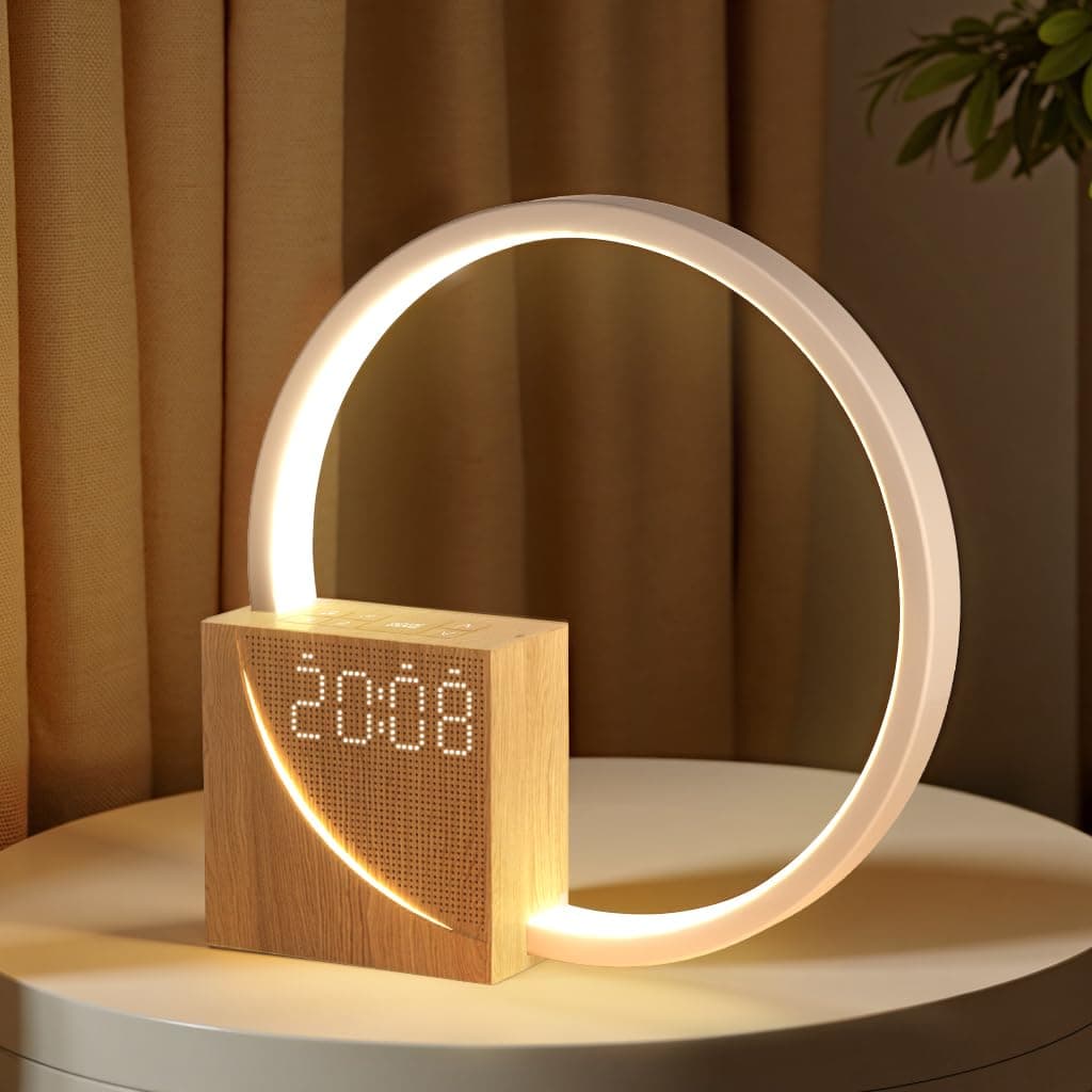 Bedside Lamp, Wake-Up Light,Touch Lamps Bedside with 10W USB Charging Port, 10 Smoothing Sound Table Lamp with 2 Alarm Clock, 3 Level Brightness,LED Night Light for Bedroom, Living Room