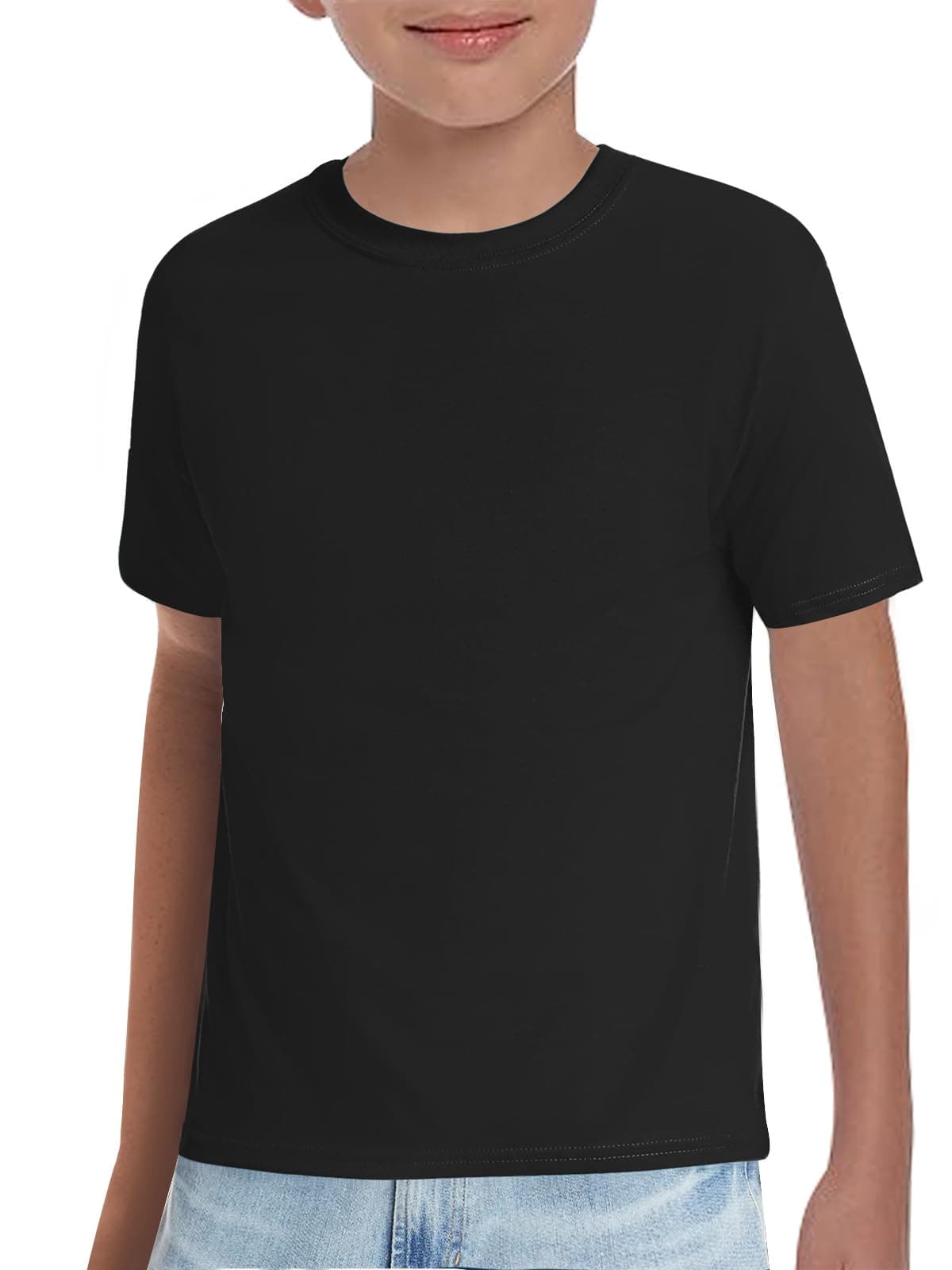 Boys T-Shirts Kids Short Sleeve Crewneck Solid Basic Tees Casual Tops 5-14 Years