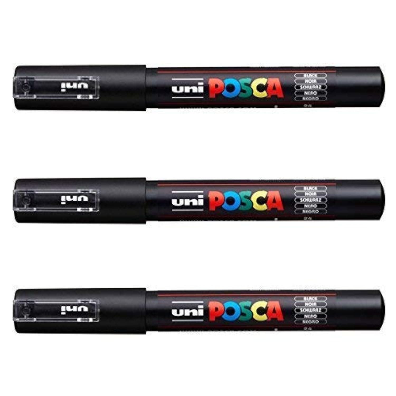 UNI-Ball POSCA Marker Pen PC-1M - Black - Pack of 3 PENS