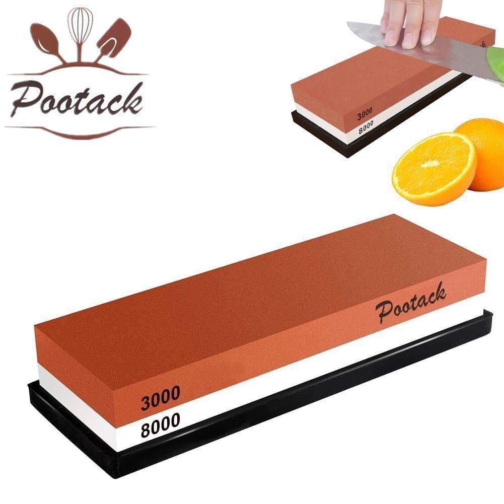 Sharpening Stone 3000 / 8000 Grit Combination Waterstone Knife Sharpener, Whetstone-Rubber Stone Holder Included